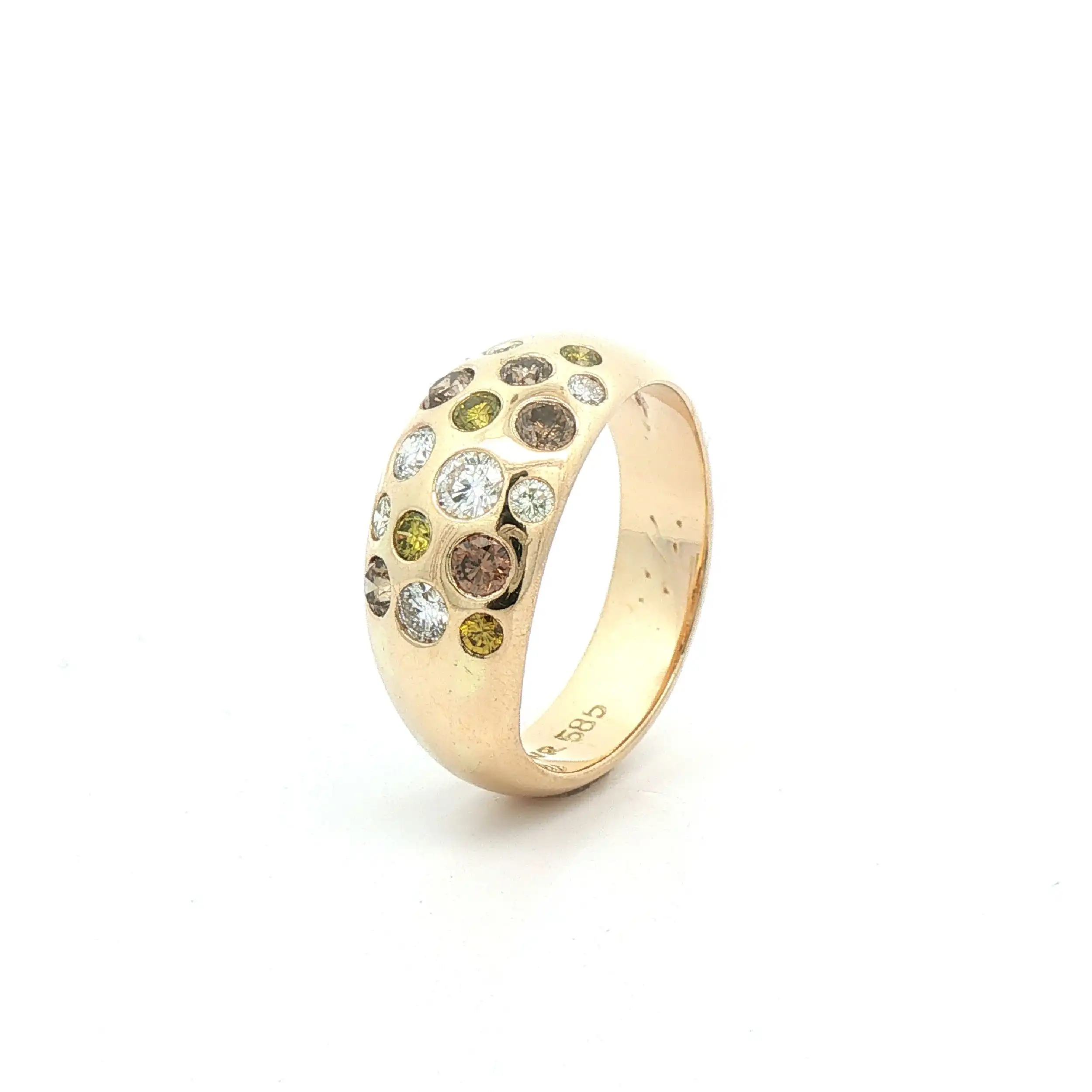Ring Gelbgold mit farbigen Brillanten
