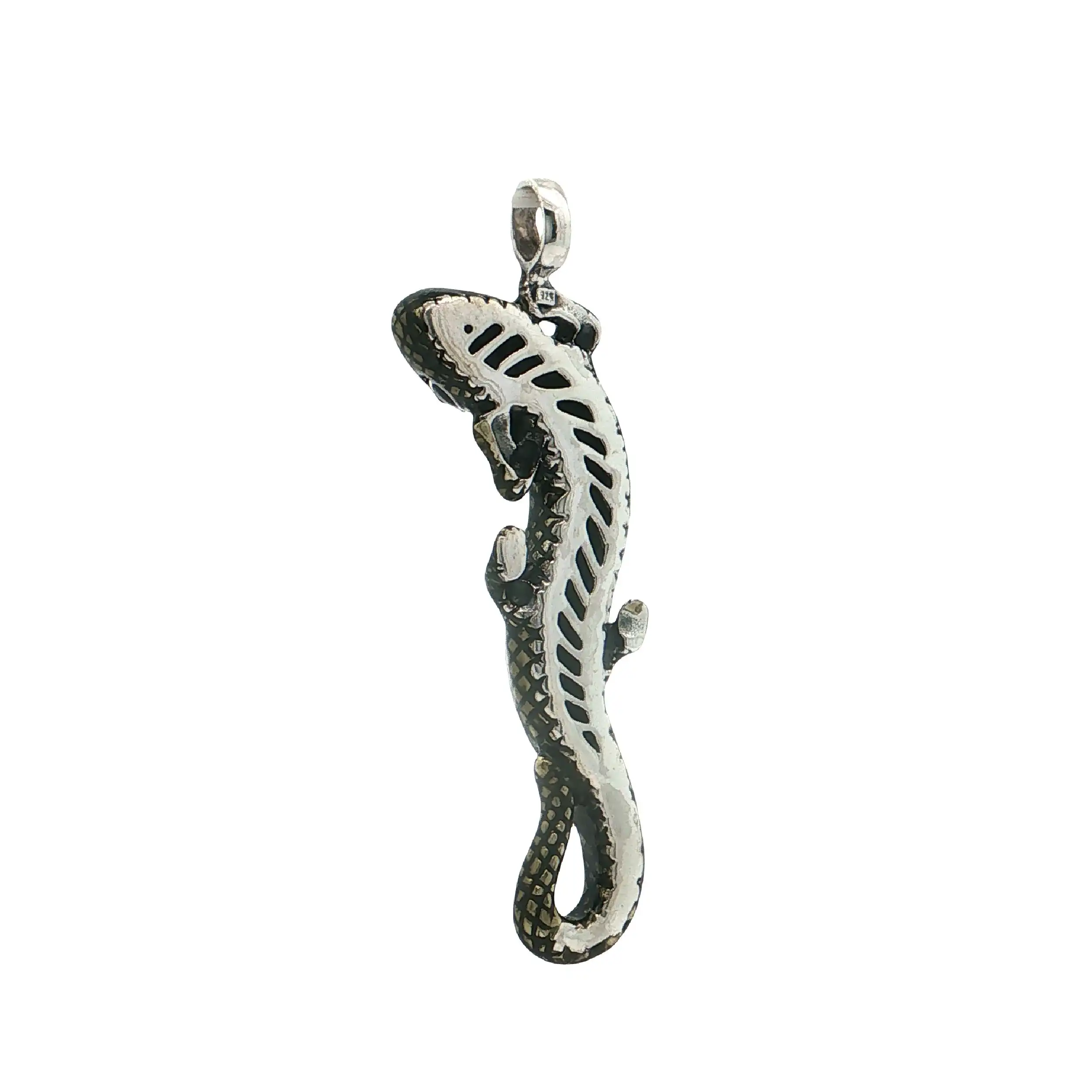 Anhänger Silber "Salamander" mit schwarzen Farbsteinen Anhänger Silber "Salamander" mit schwarzen Farbsteinen