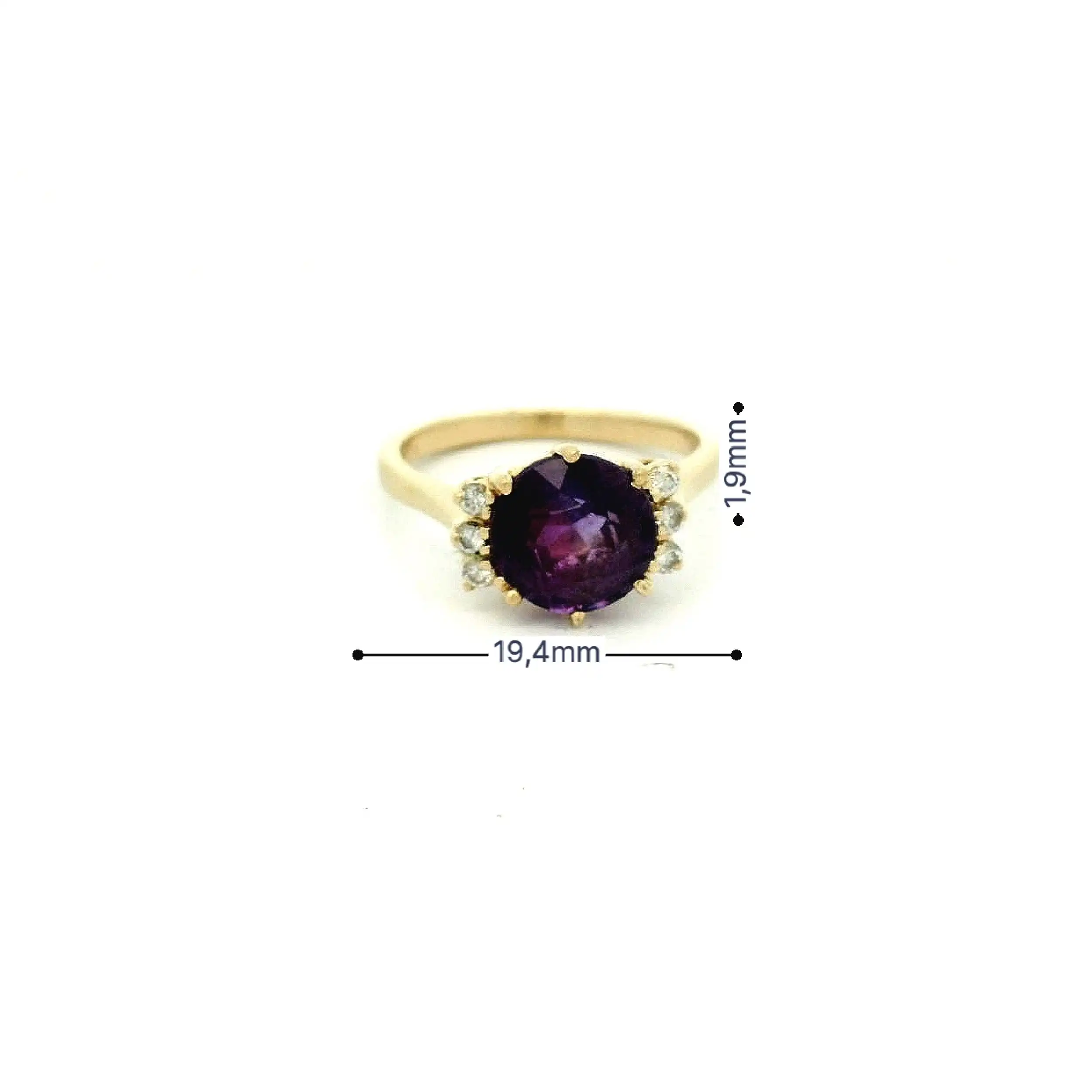 Ring Gelbgold mit Brillanten und lila Farbstein Ring Gelbgold mit Brillanten und lila Farbstein