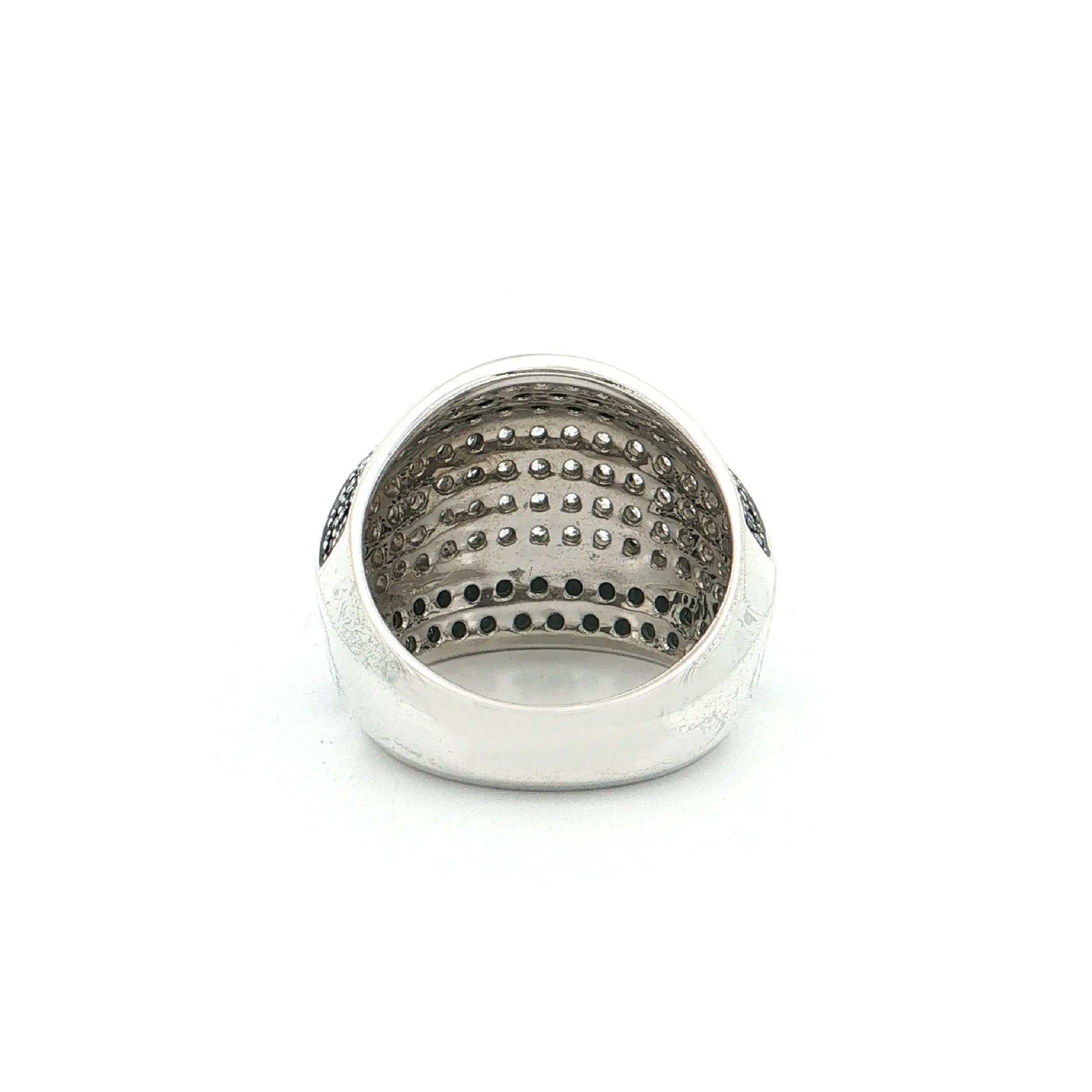 Ring Silber mit Zirkonia und schwarzen Farbsteinen