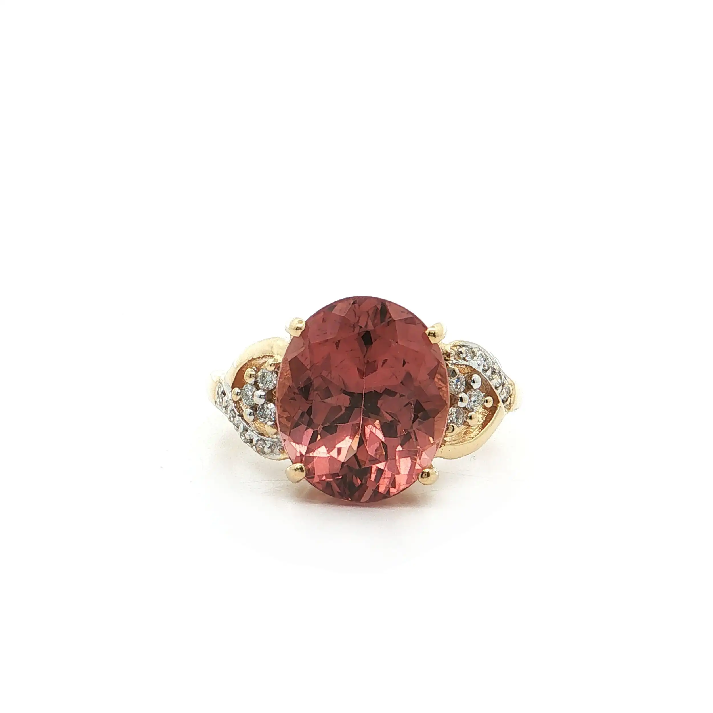 Ring Bicolor mit rotem Apatit, Brillanten und Diamanten mit Expertise von Amayani