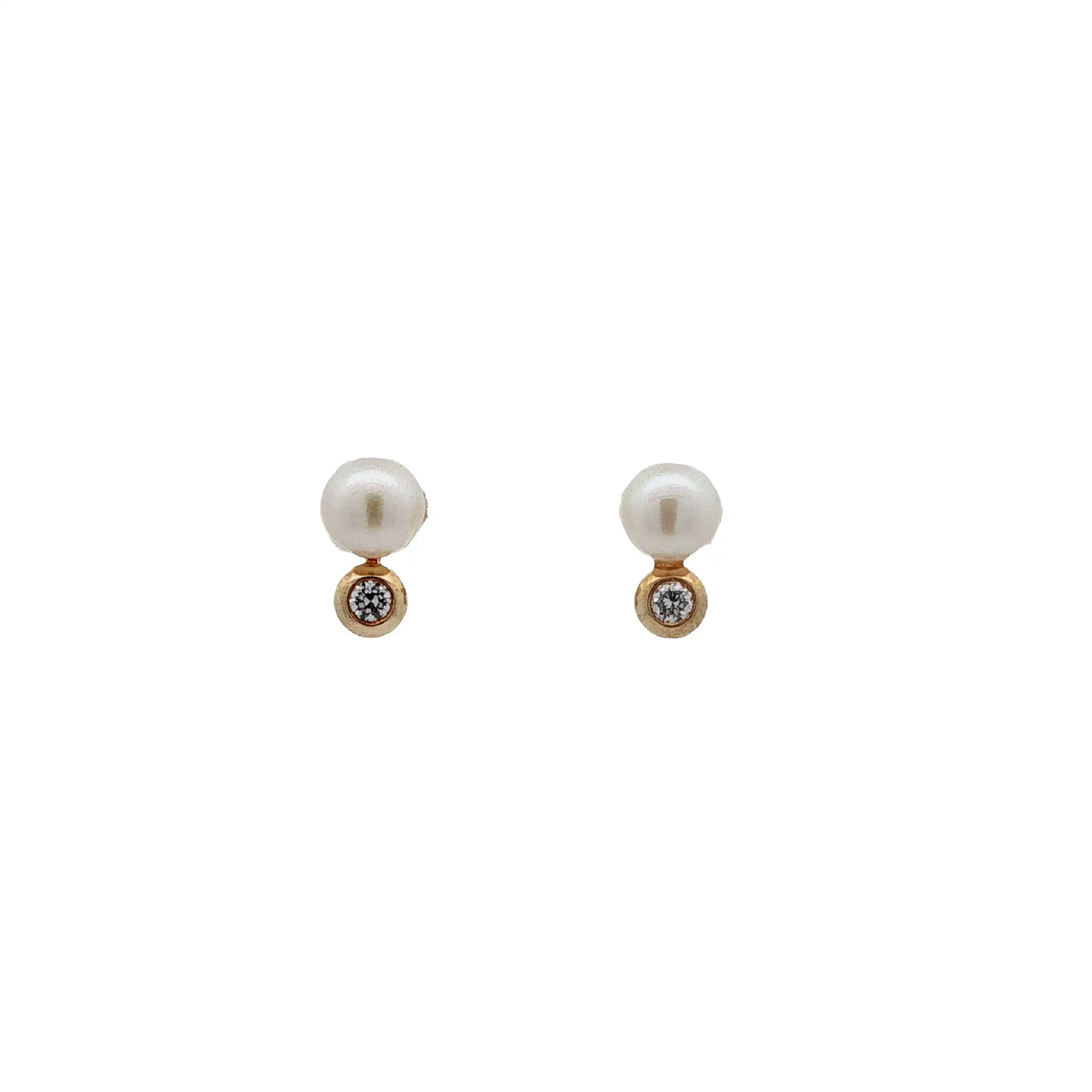 Ohrstecker Gelbgold mit Perle & Zirkonia Ohrstecker Gelbgold mit Perle & Zirkonia