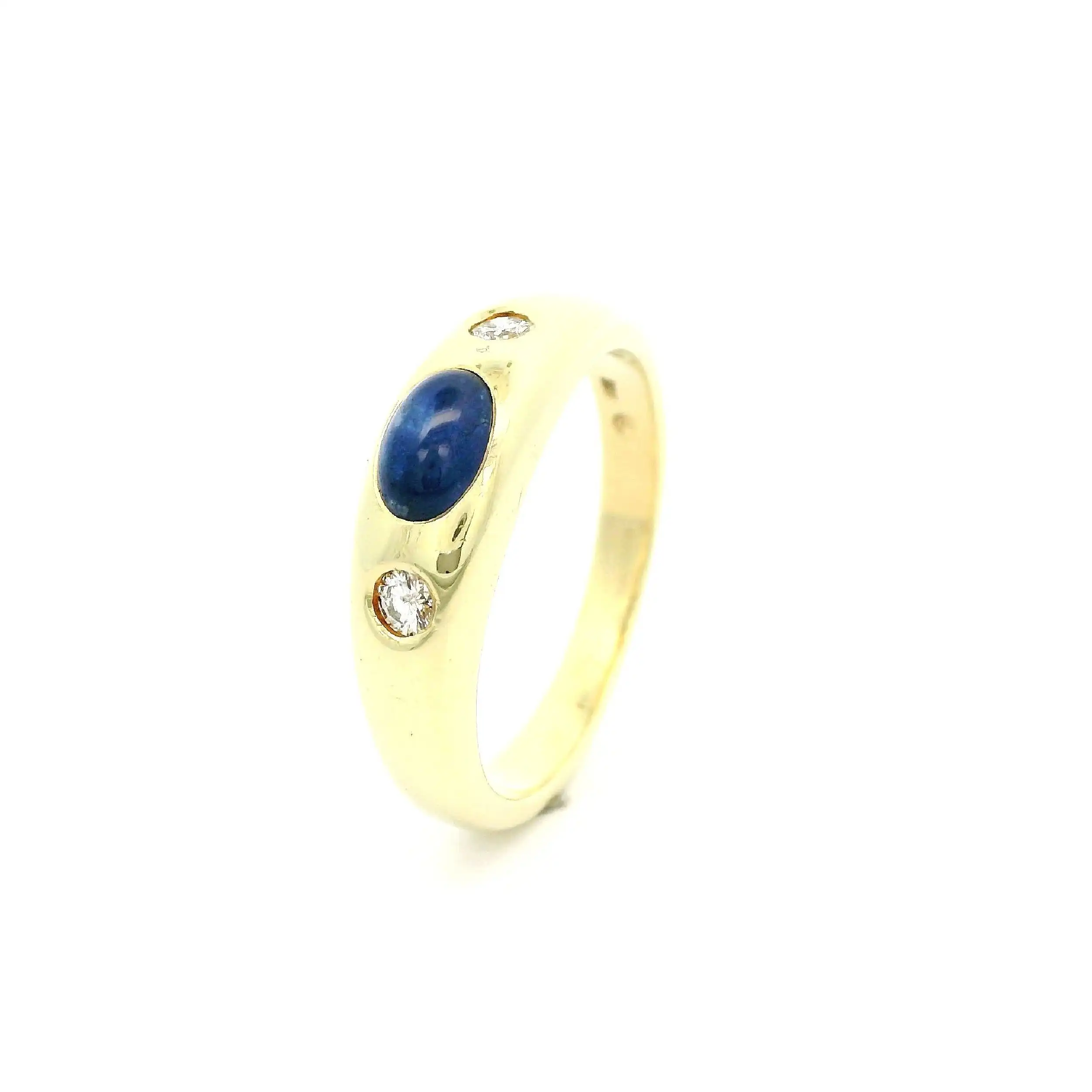 Ring Gelbgold mit Brillanten und Cabochon Farbstein Ring Gelbgold mit Brillanten und Cabochon Farbstein
