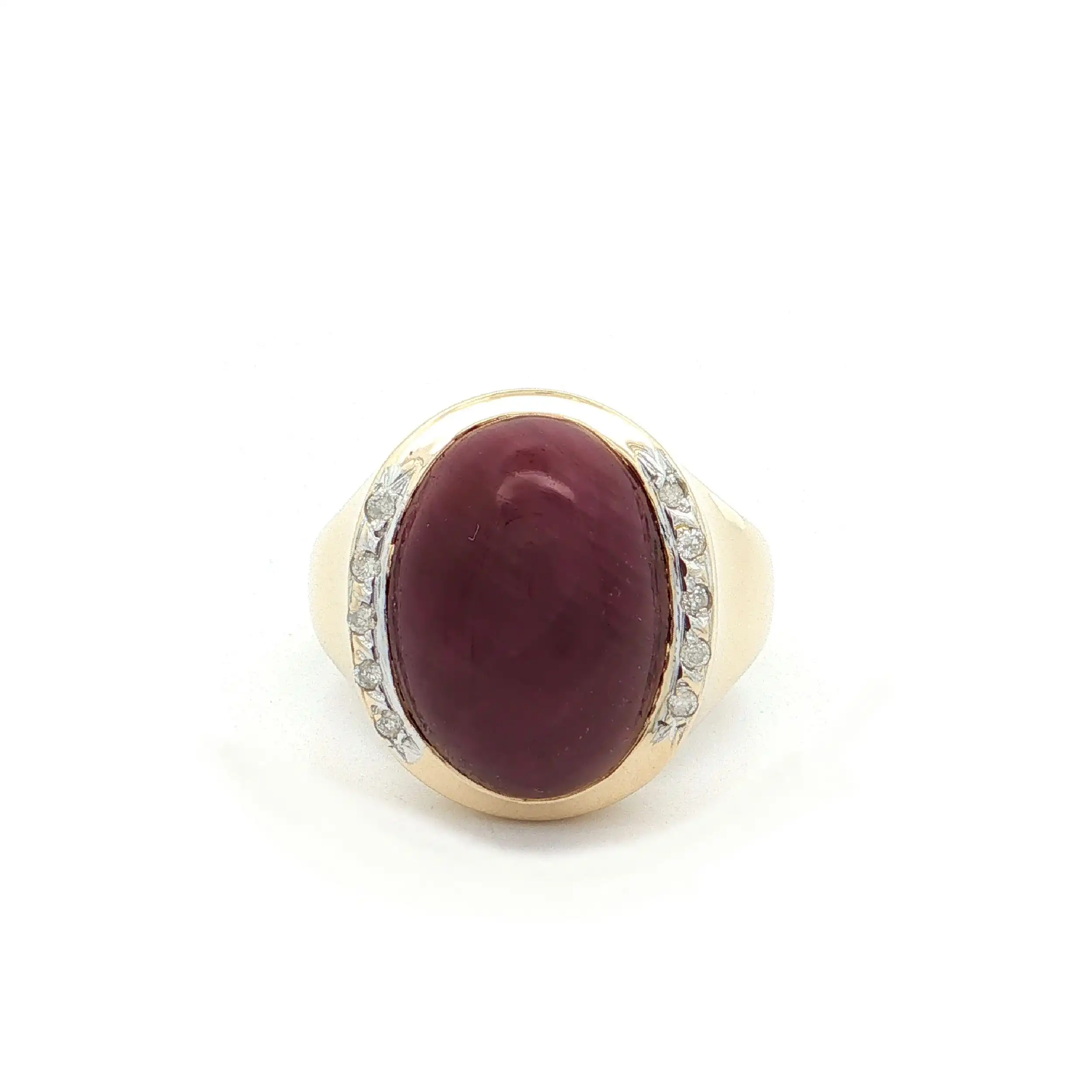 Ring Gelbgold mit Rubin und Diamanten