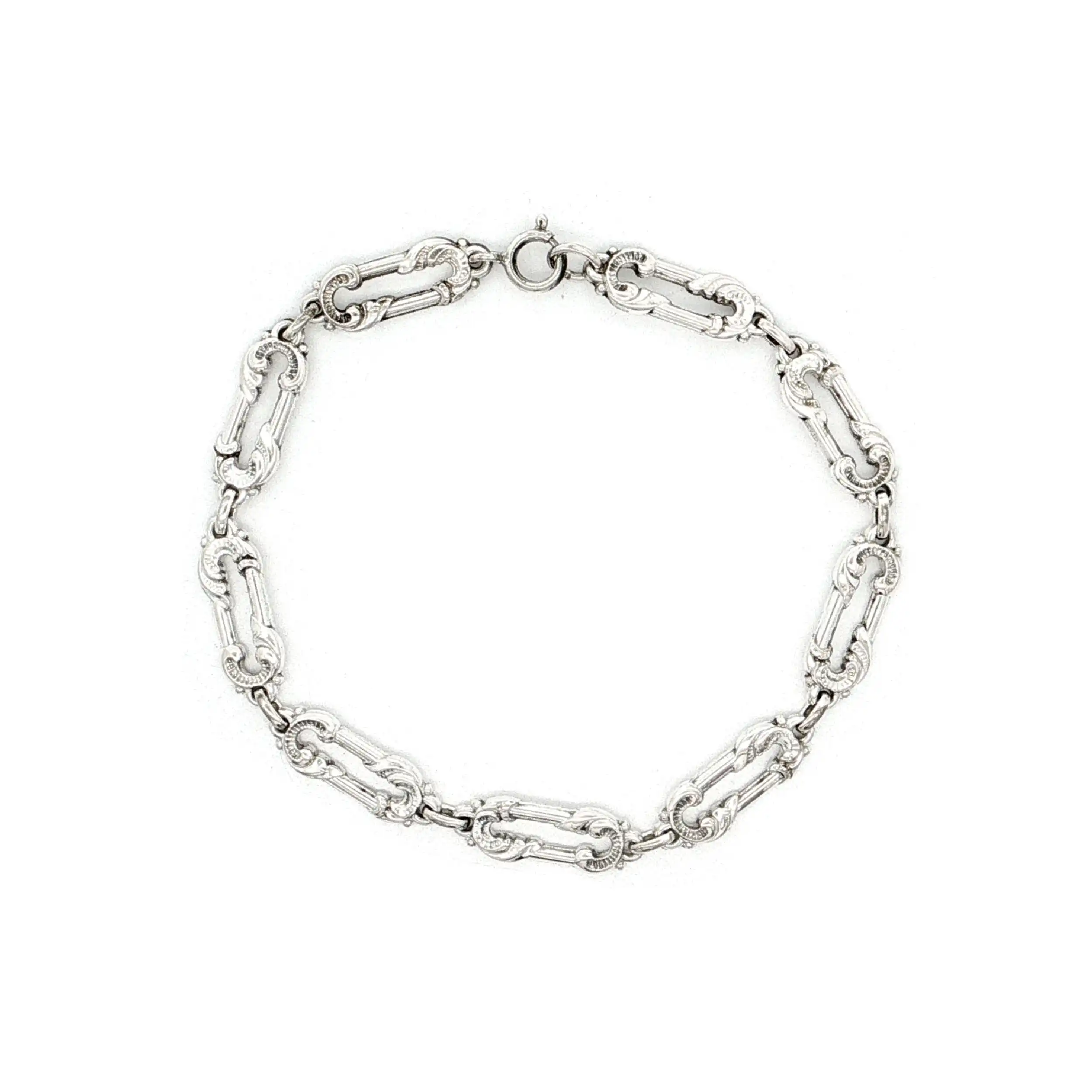 Vintage Kettenarmband mit verzierten Gliedern — Silber