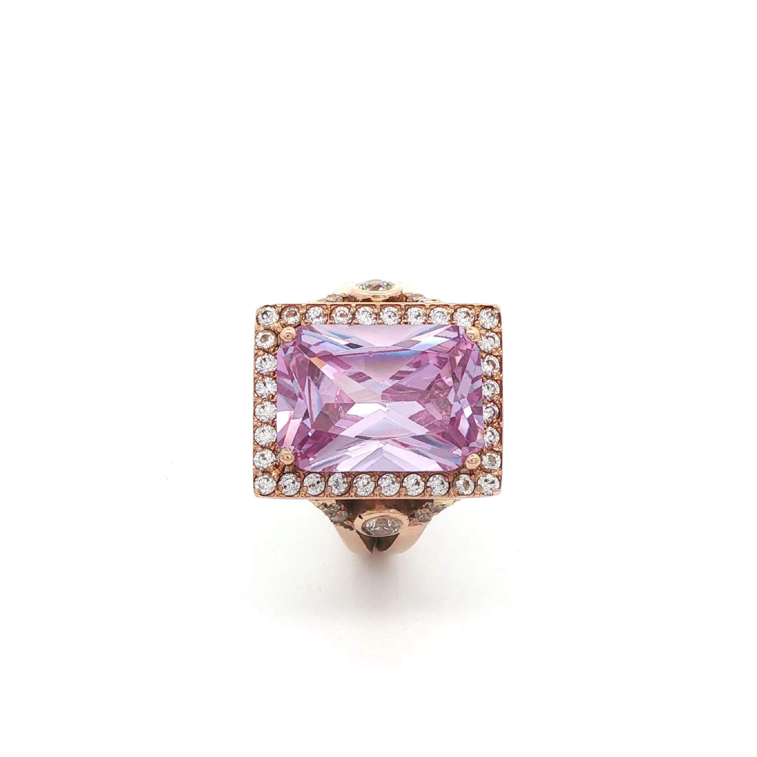 Ring Rotgold mit helllila Farbstein und Zirkonia Ring Rotgold mit helllila Farbstein und Zirkonia