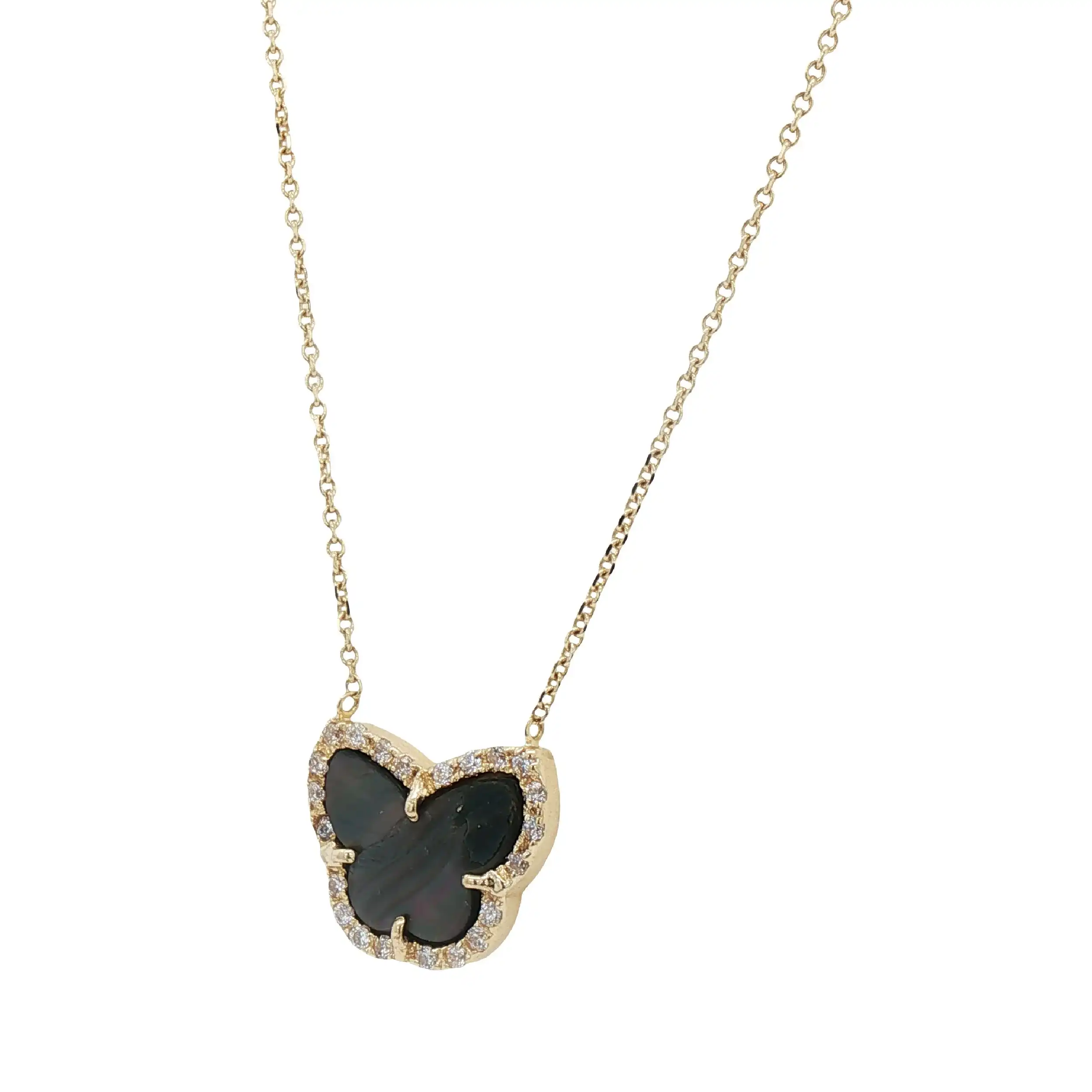 Kette Gelbgold mit Schmetterling Anhänger und Zirkonia Kette Gelbgold mit Schmetterling Anhänger und Zirkonia