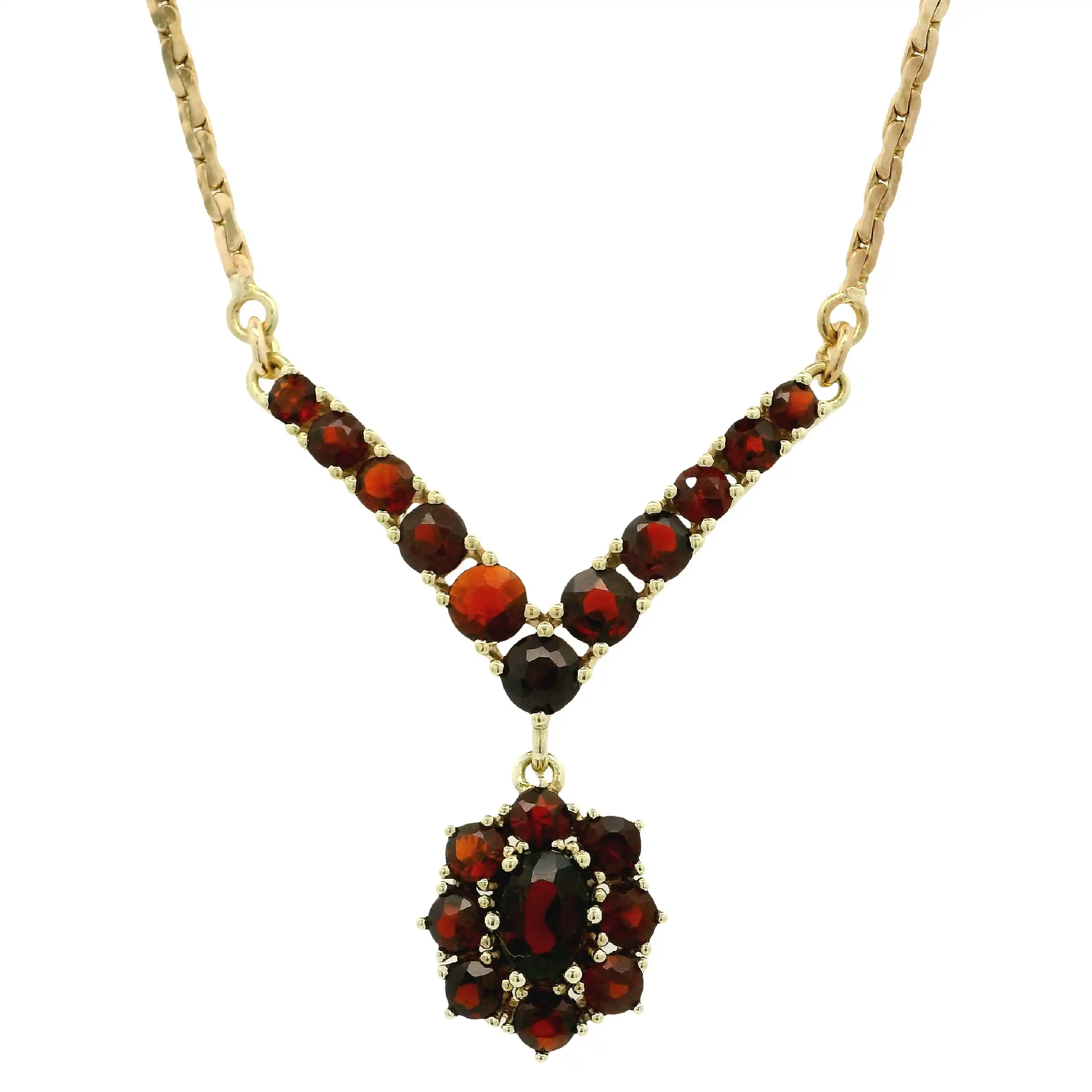 Collier Gelbgold mit Granat Collier Gelbgold mit Granat