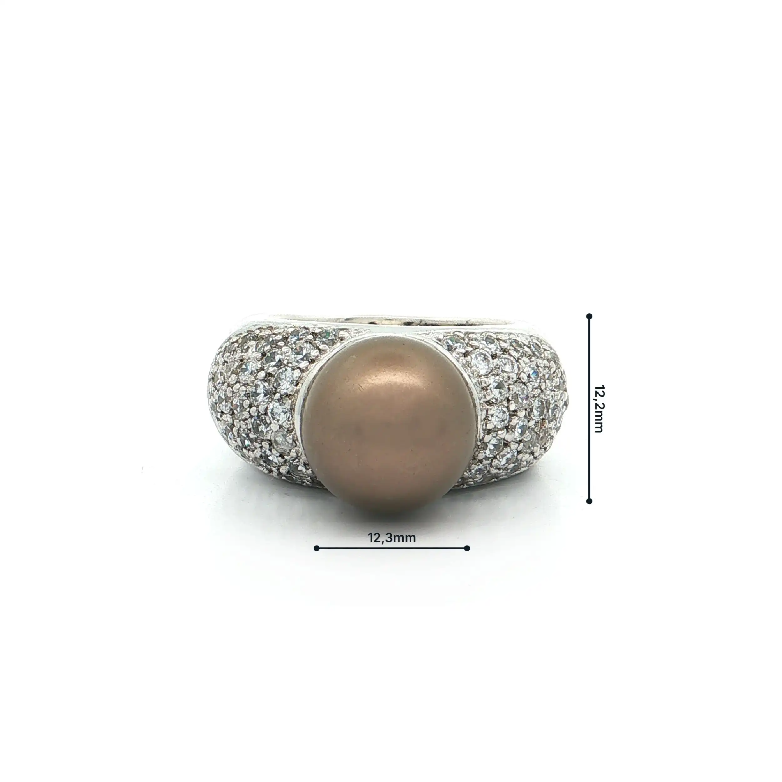 Ring Silber mit brauner Perle und Zirkonia