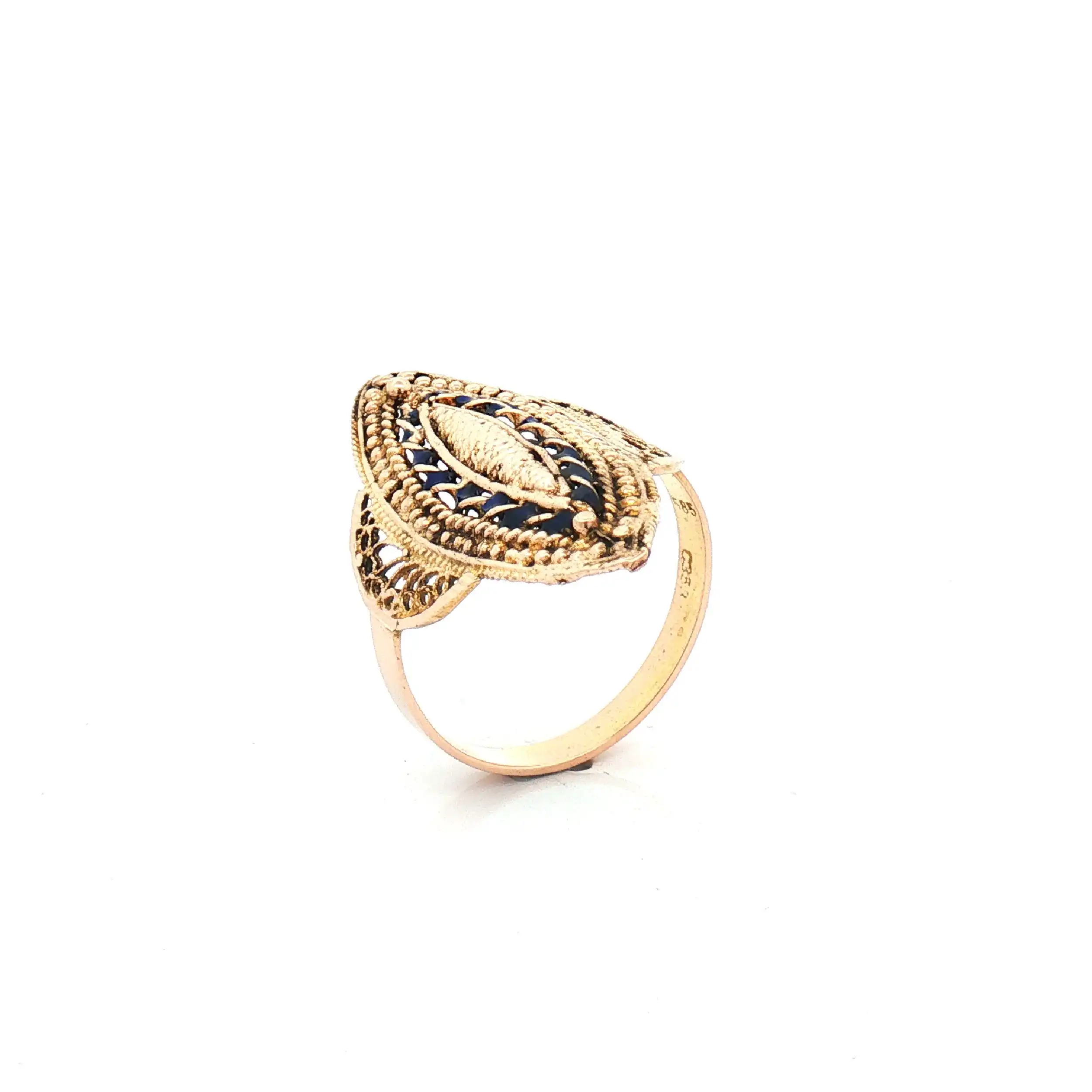 Ring Gelbgold mit blauer Auflage