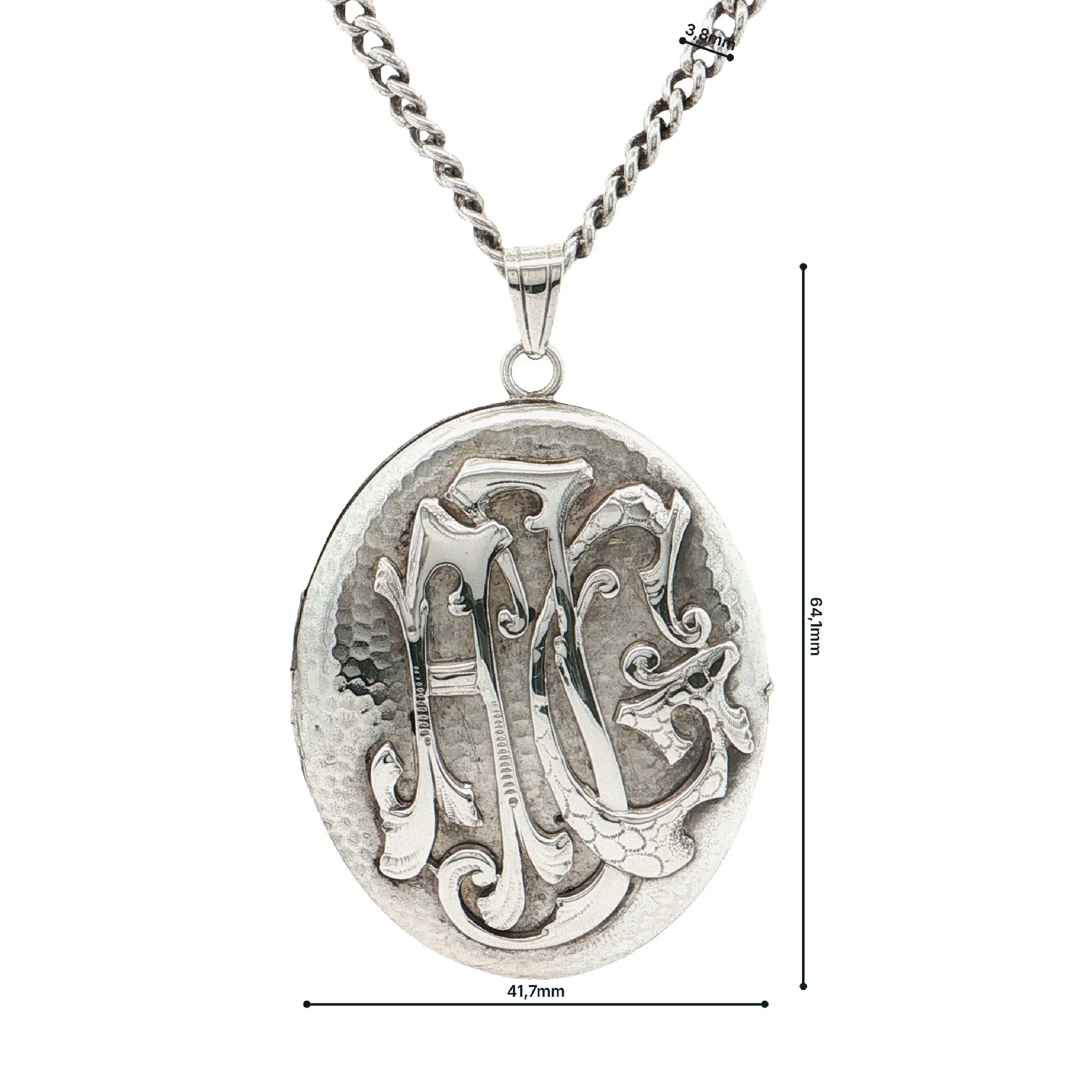 Kette Silber mit graviertem Medaillon Anhänger