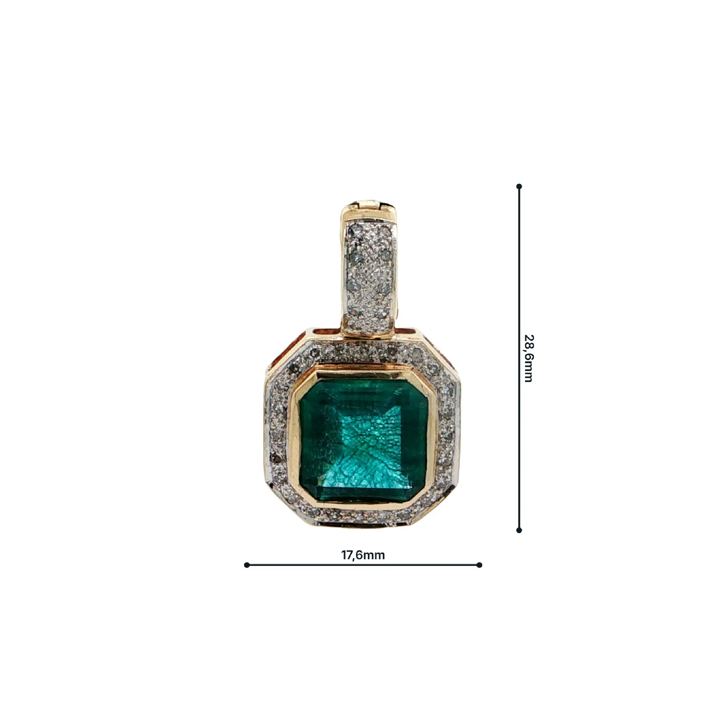 Anhänger Gelbgold mit Synthetischen Smaragd & Diamanten Anhänger Gelbgold mit Synthetischen Smaragd & Diamanten