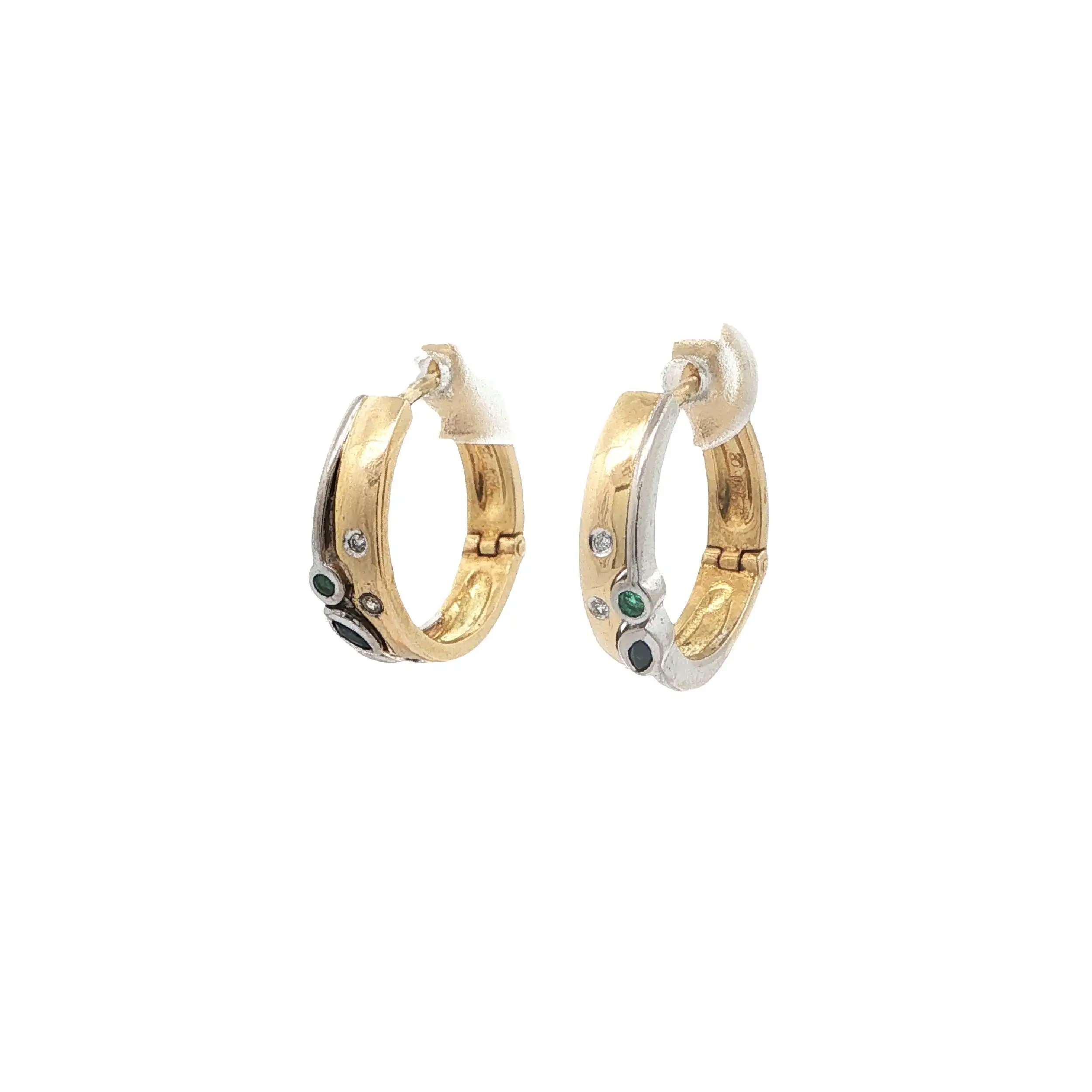 Creolen Bicolor mit Saphir, Smaragd & Diamanten