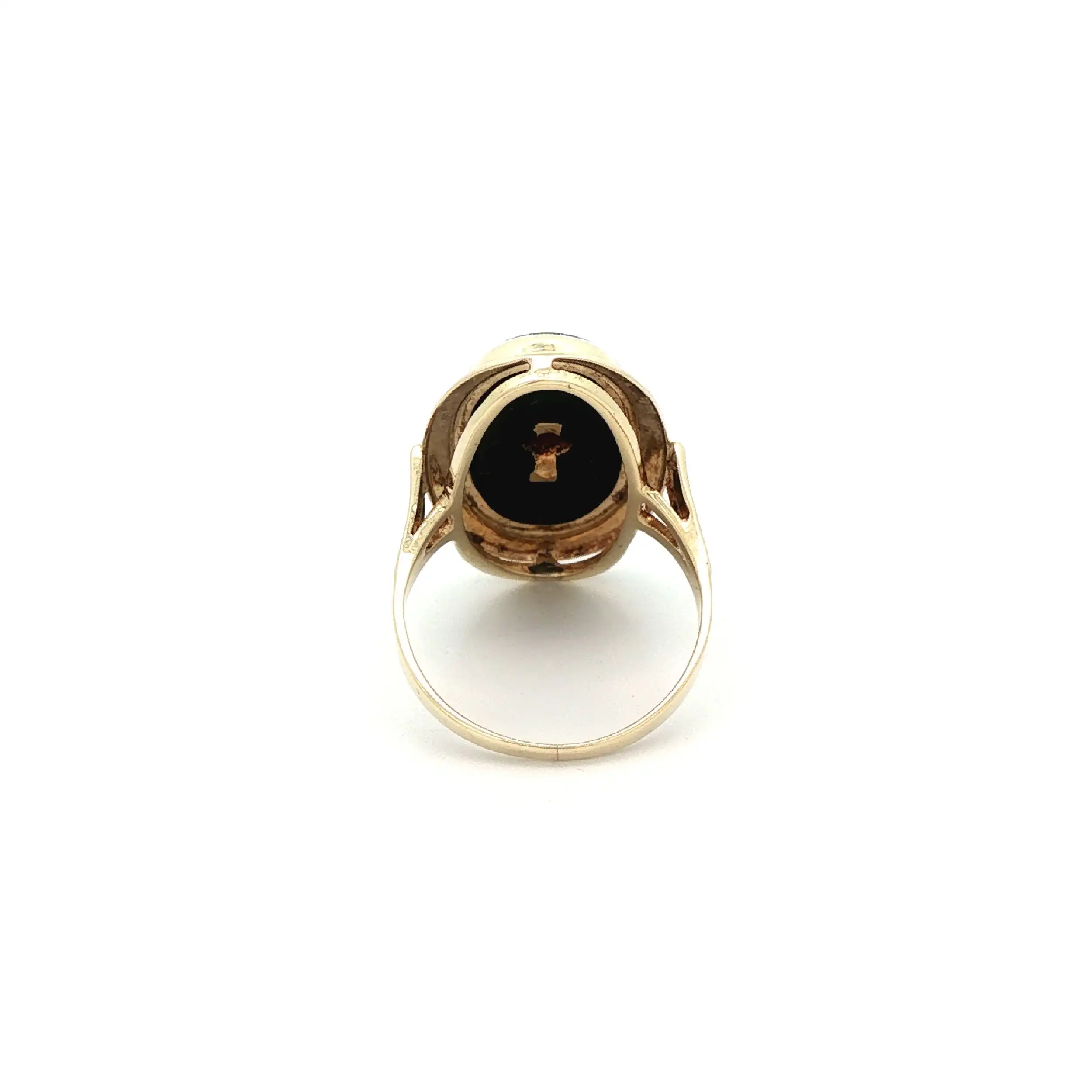 Ring Gelbgold mit Onyx und Diamant