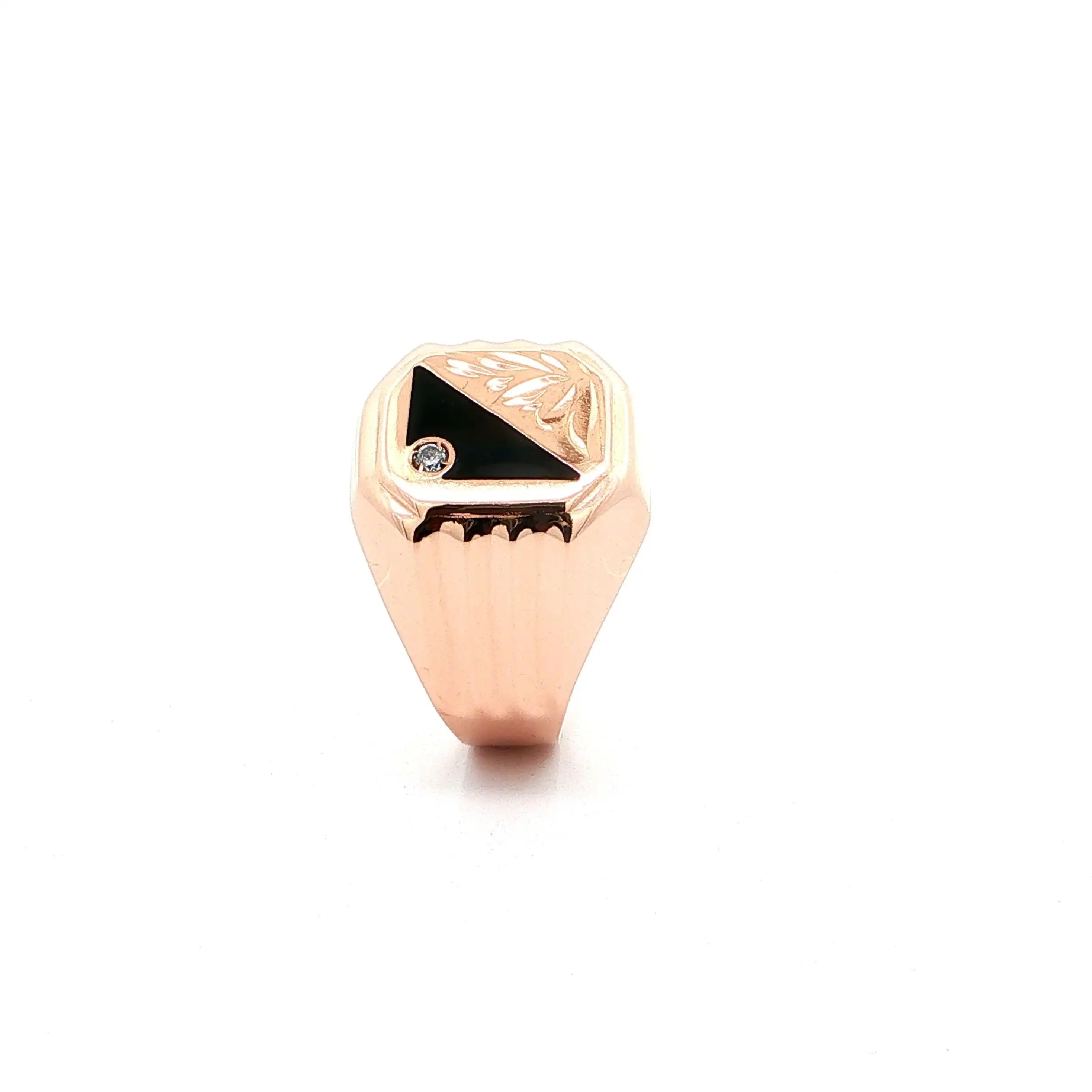 Ring Roségold mit schwarzem Farbstein & Zirkonia