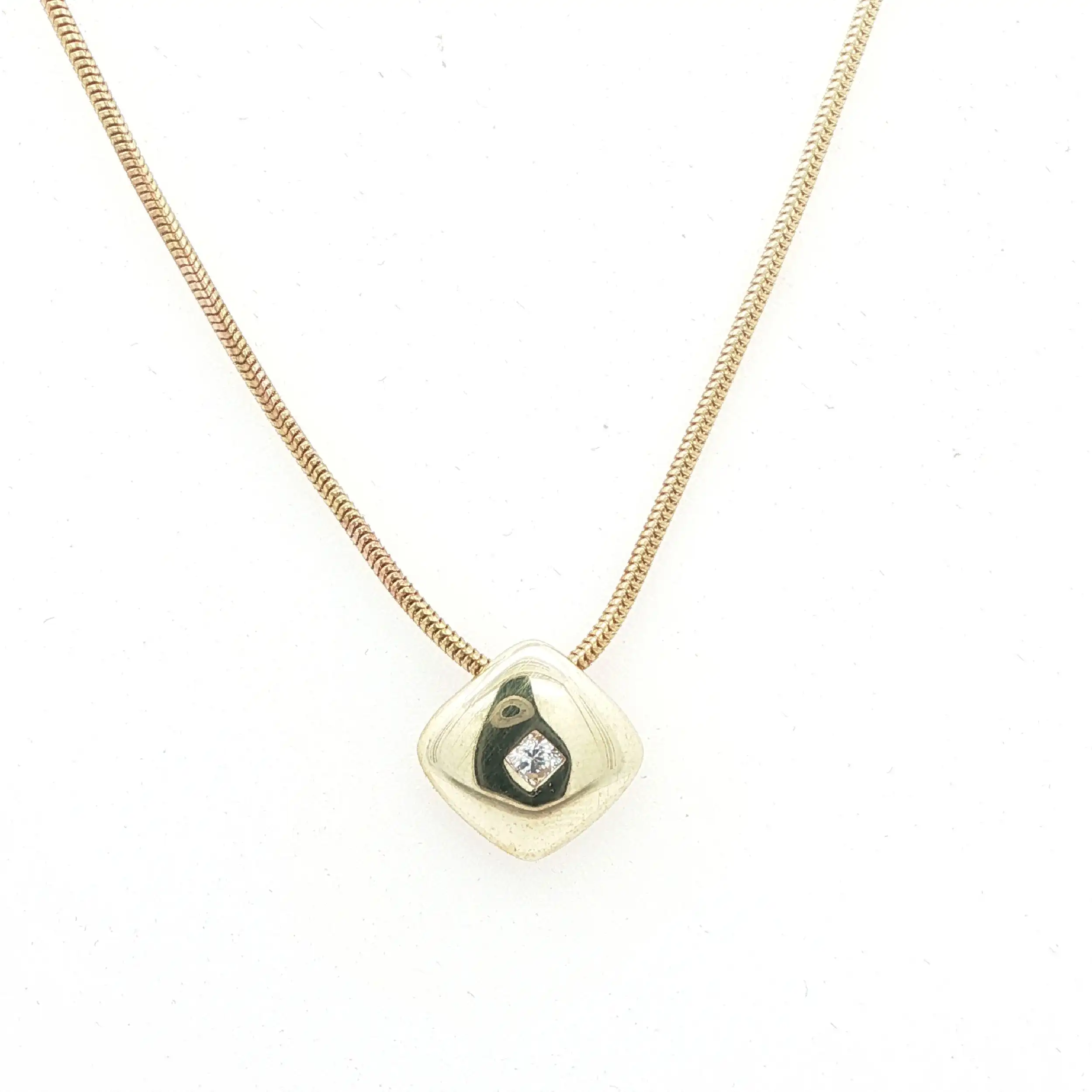 Schlangenkette Gelbgold mit Anhänger Zirkonia