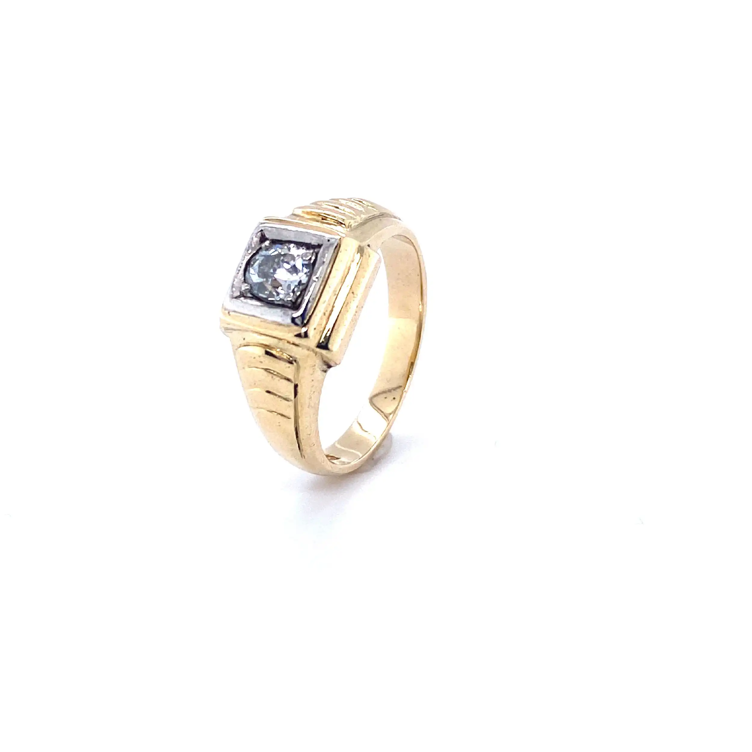 Herrenring Bicolor mit Brillant Altschliff Herrenring Bicolor mit Brillant Altschliff
