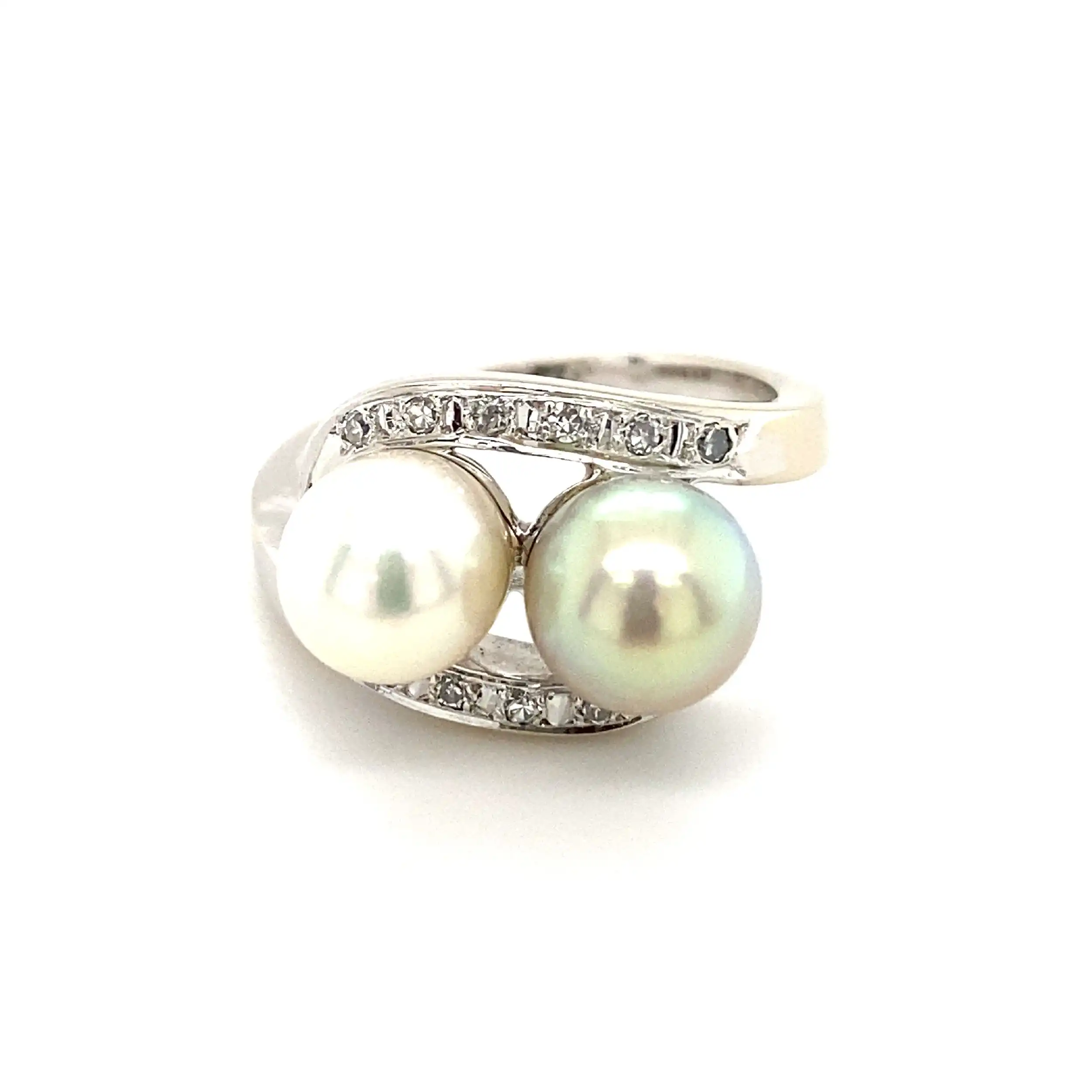 Ring Weißgold mit Perlen & Diamanten Ring Weißgold mit Perlen & Diamanten