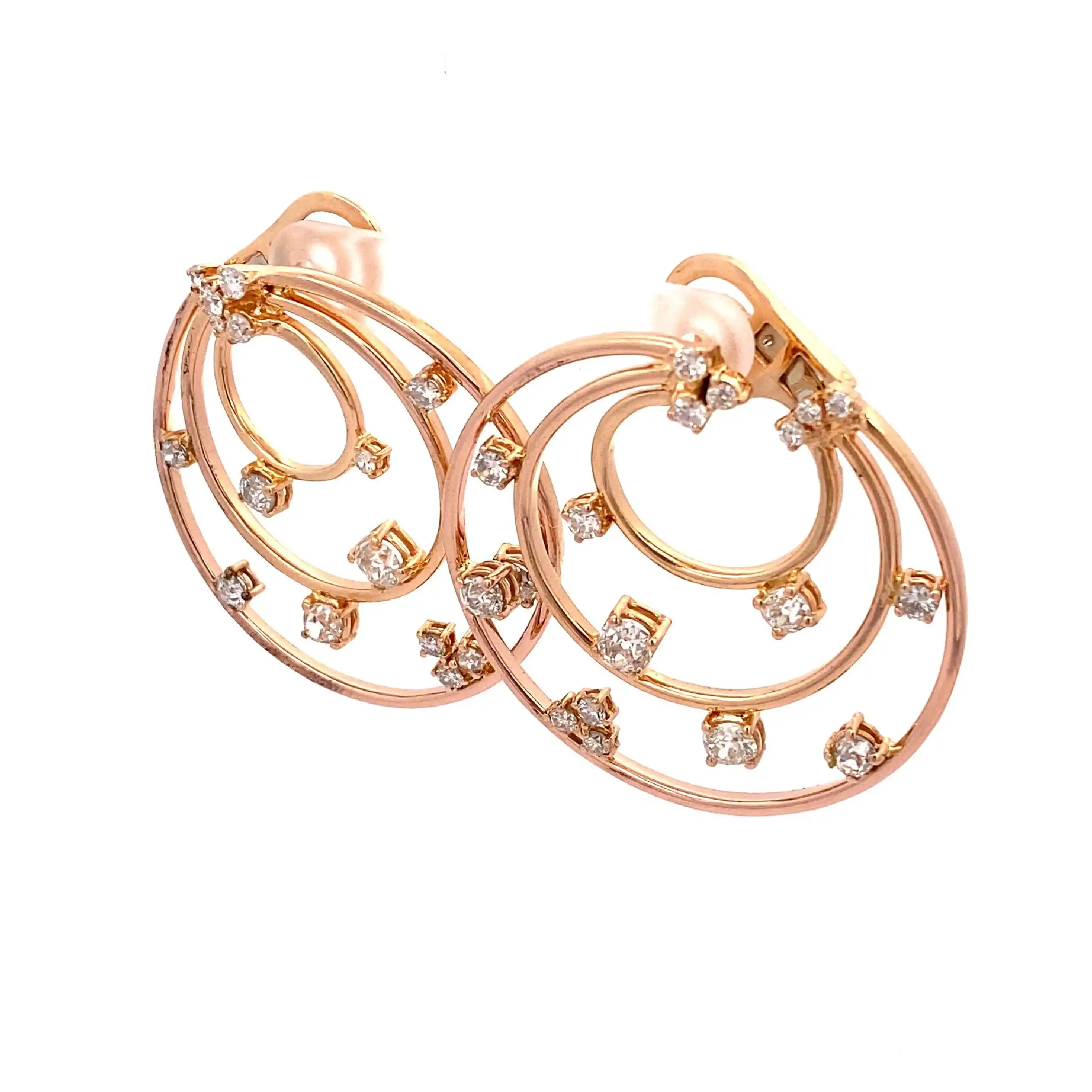 Paar Creolen Rosegold mit Brillanten und Diamanten Altschliff Paar Creolen Rosegold mit Brillanten und Diamanten Altschliff