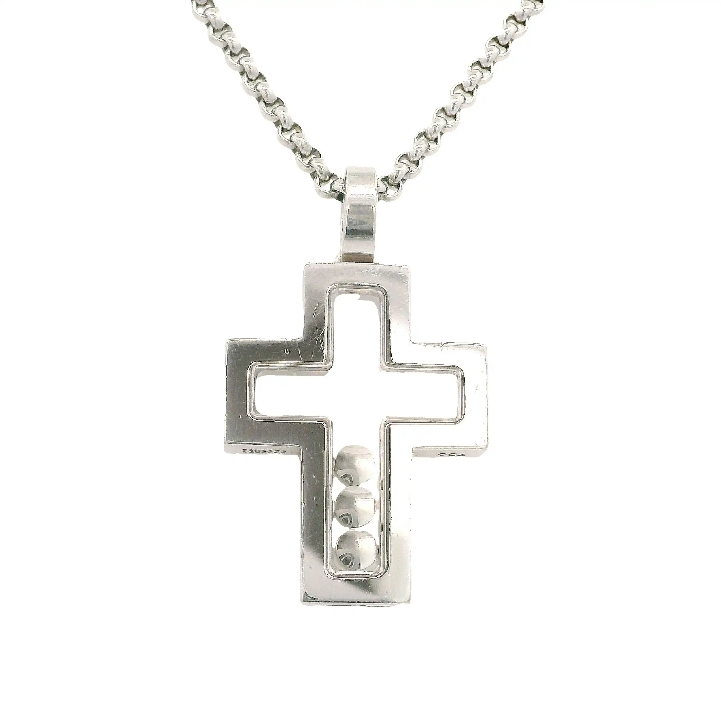 Kette mit Anhänger Kreuz Weißgold Chopard Happy Diamonds mit Box und Papieren Kette mit Anhänger Kreuz Weißgold Chopard Happy Diamonds mit Box und Papieren