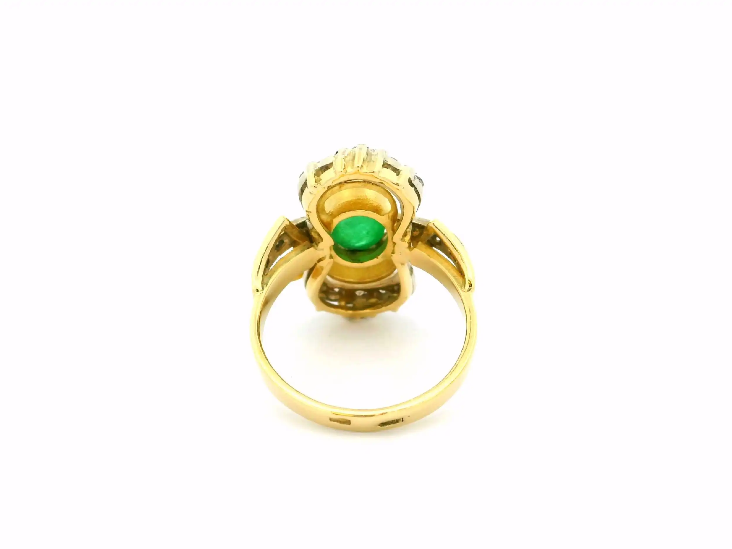 Ring Bicolor mit Smaragd Cabochon & Brillanten