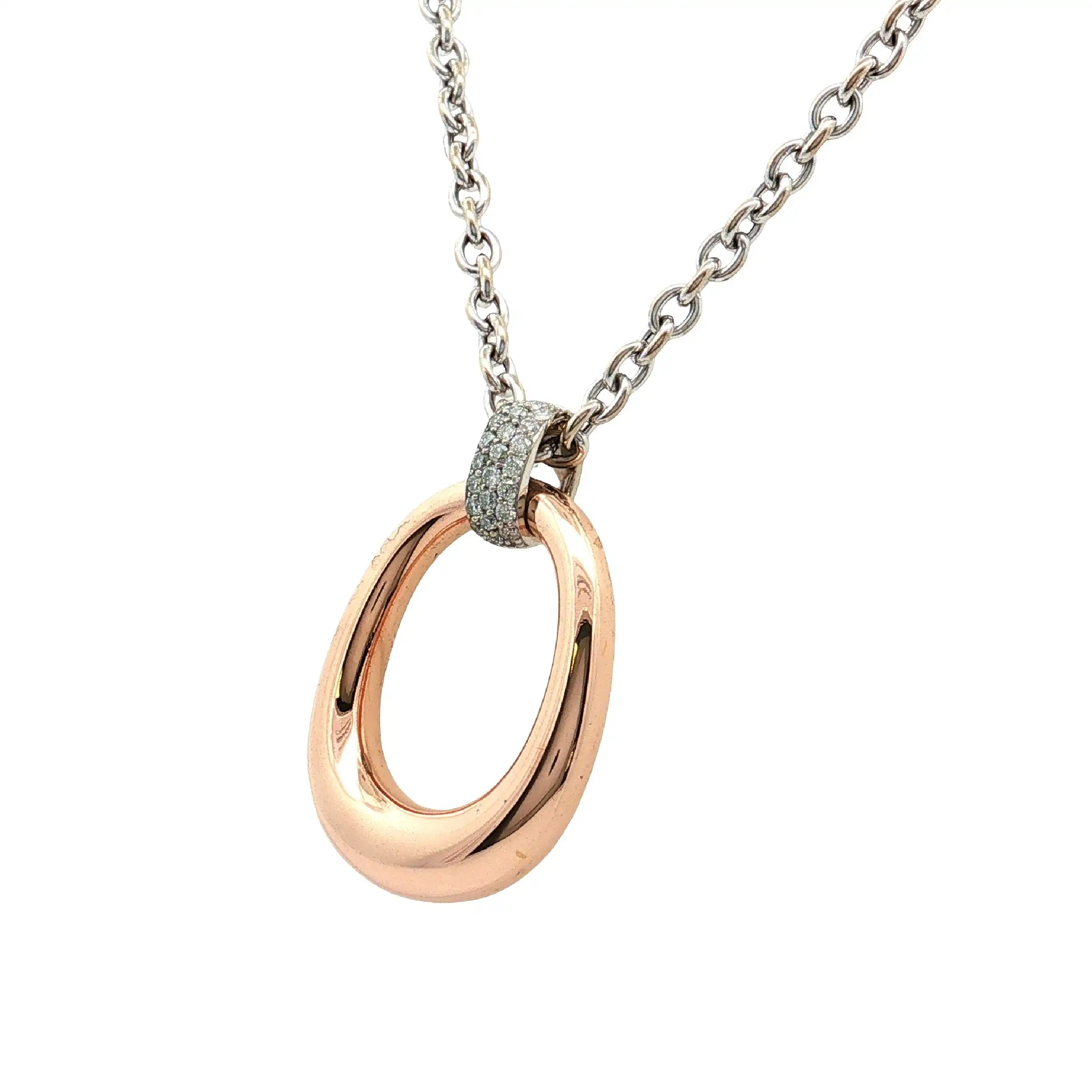 Kette Weißgold mit Anhänger Rosegold Al Coro mit Brillanten Kette Weißgold mit Anhänger Rosegold Al Coro mit Brillanten