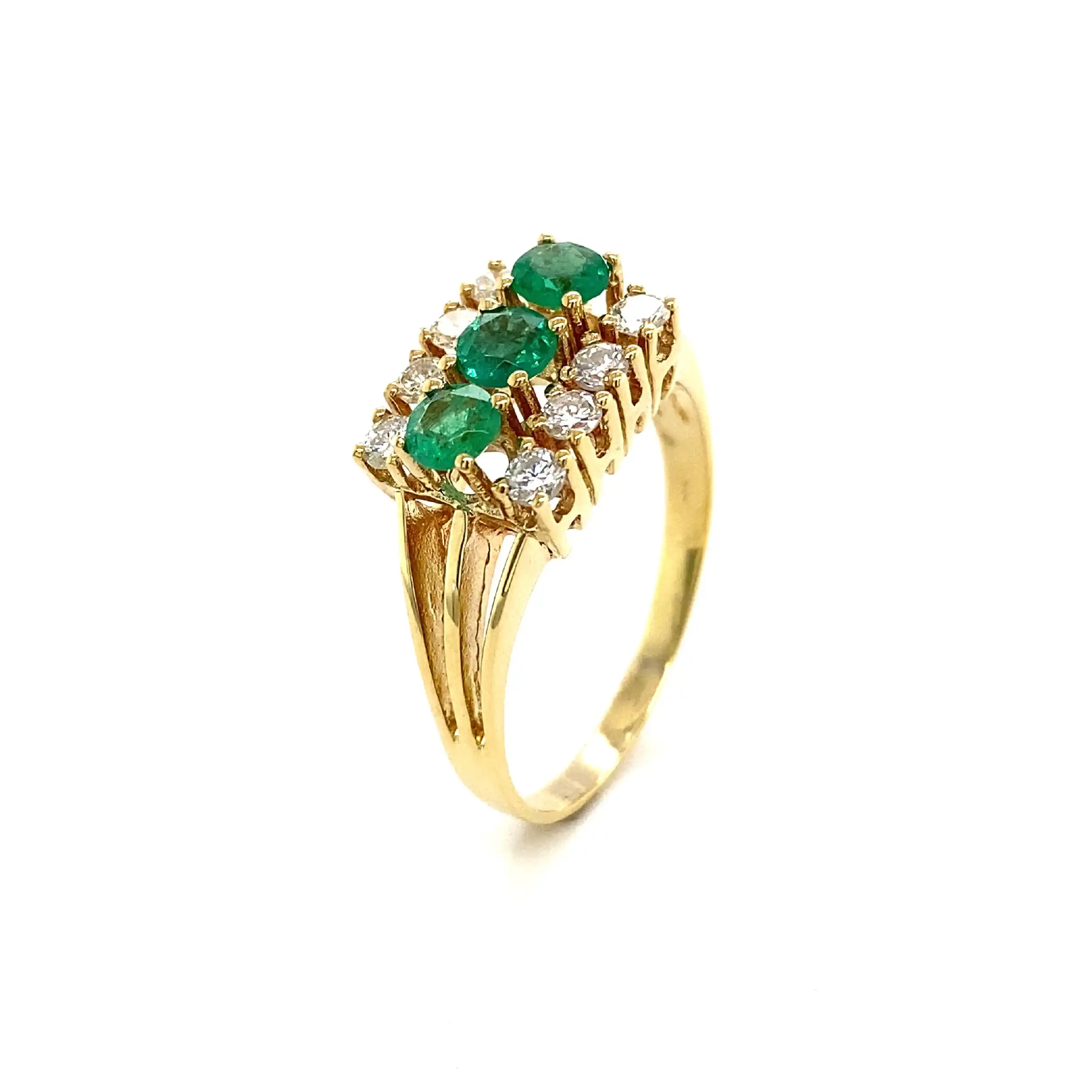 Ring Gelbgold mit Smaragden & Brillanten