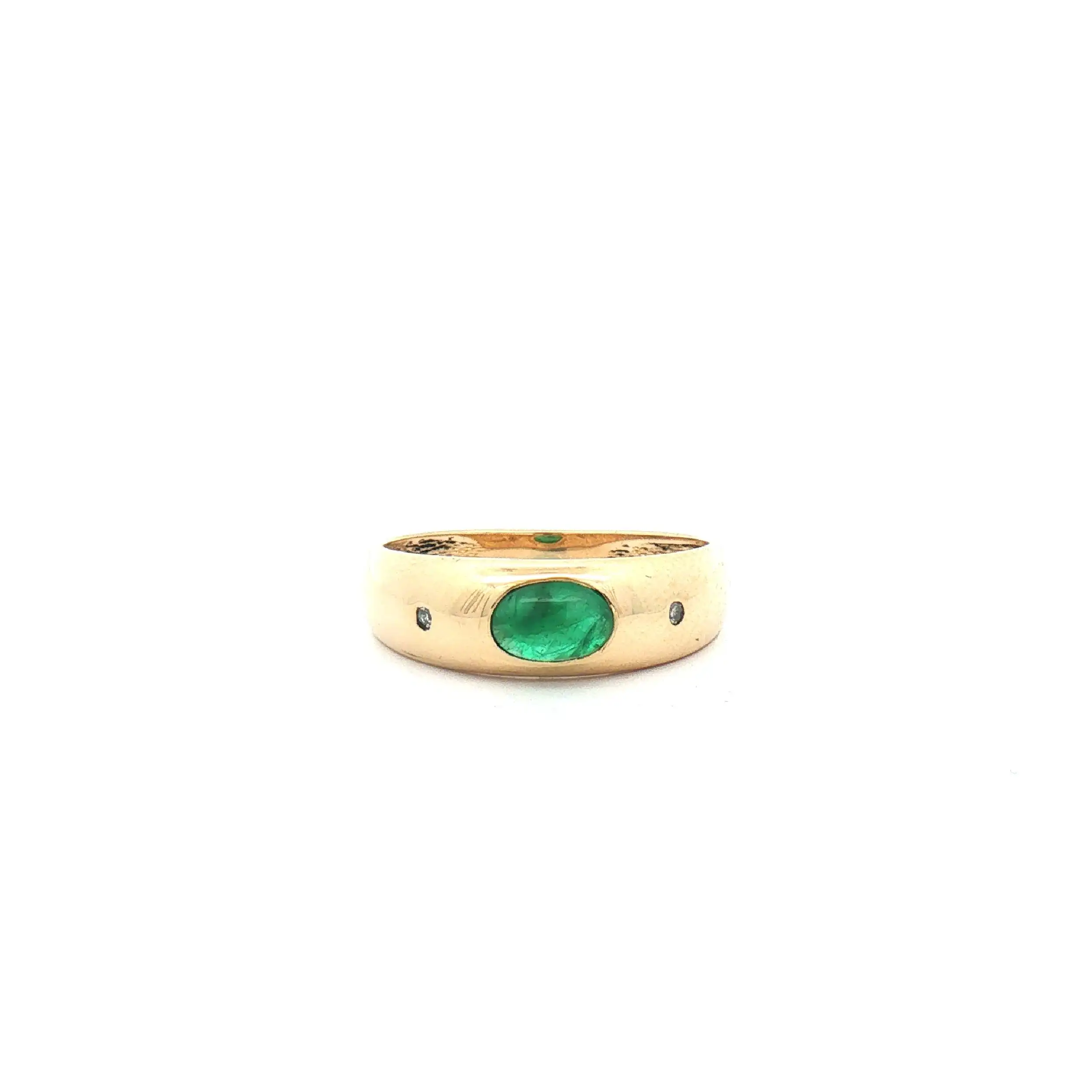 Ring Gelbgold mit Brillanten und grünem Farbstein