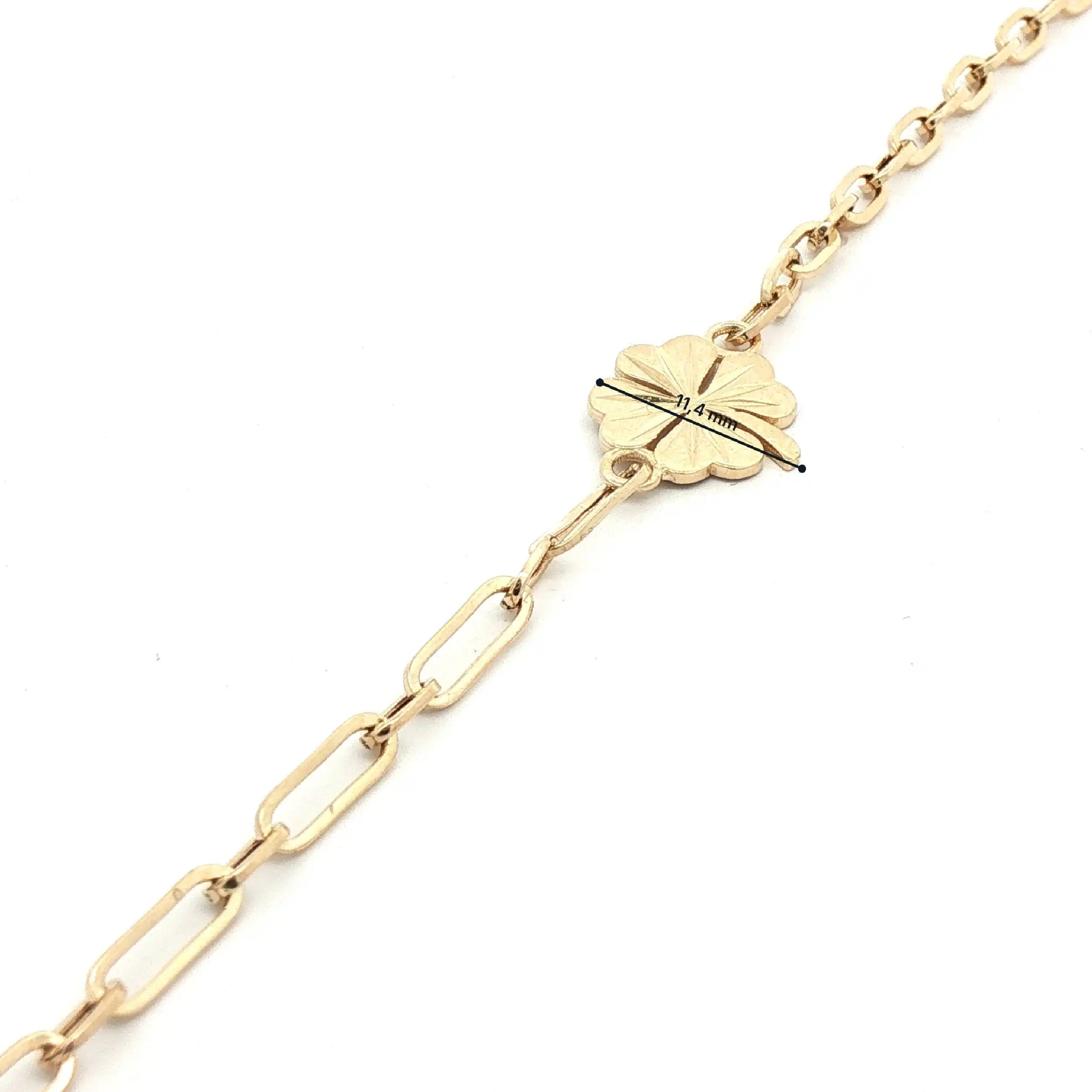Ankerarmband Gelbgold mit Glücksklee und Zirkonia