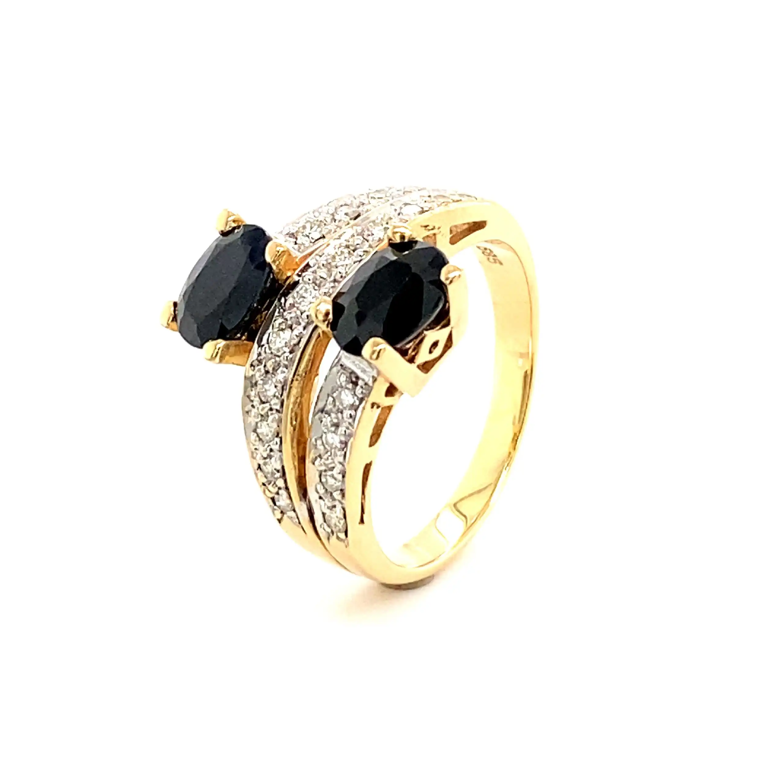 Ring Gelbgold mit blauen Farbsteinen & Brillanten