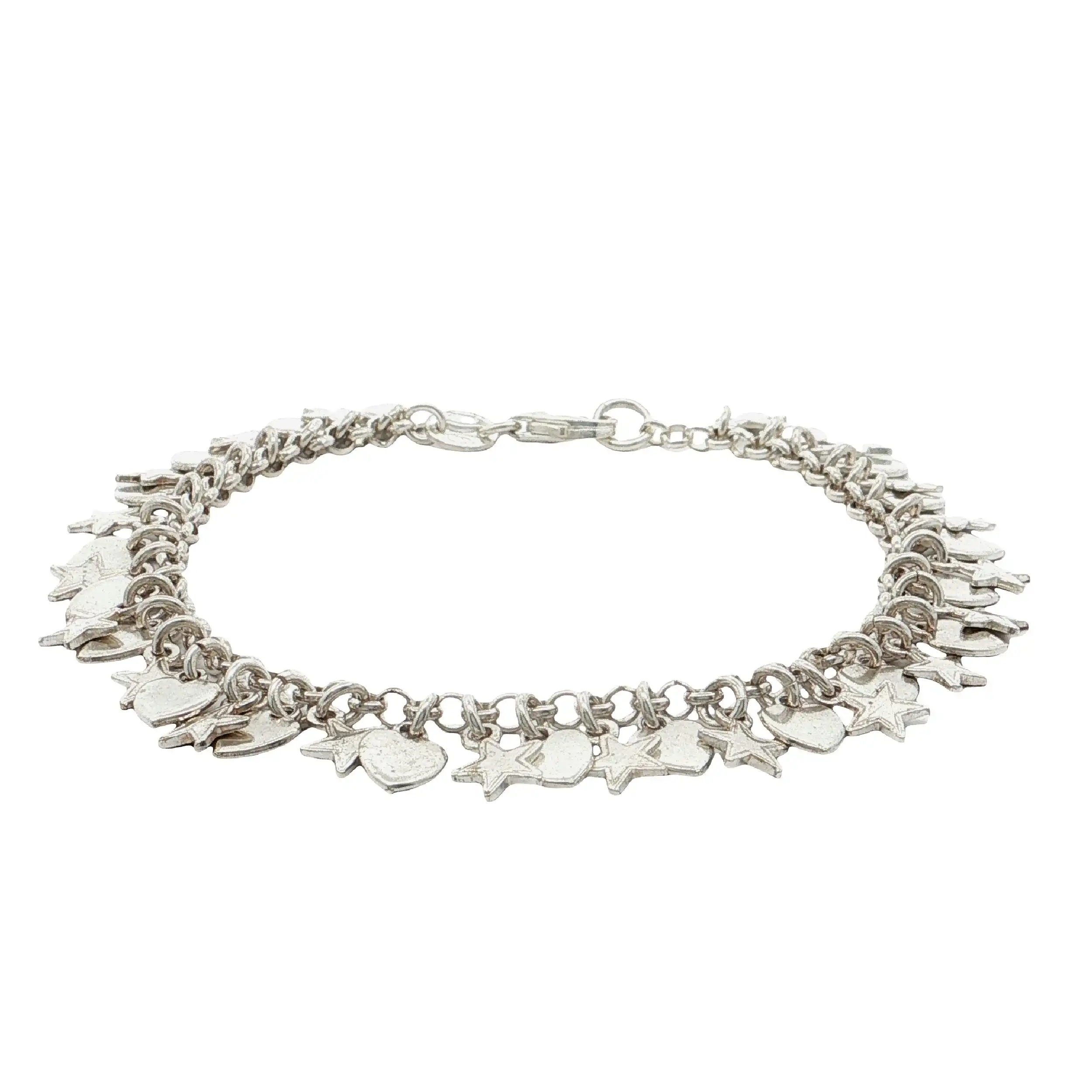 Armband Silber mit Herzchen- und Sternanhängern