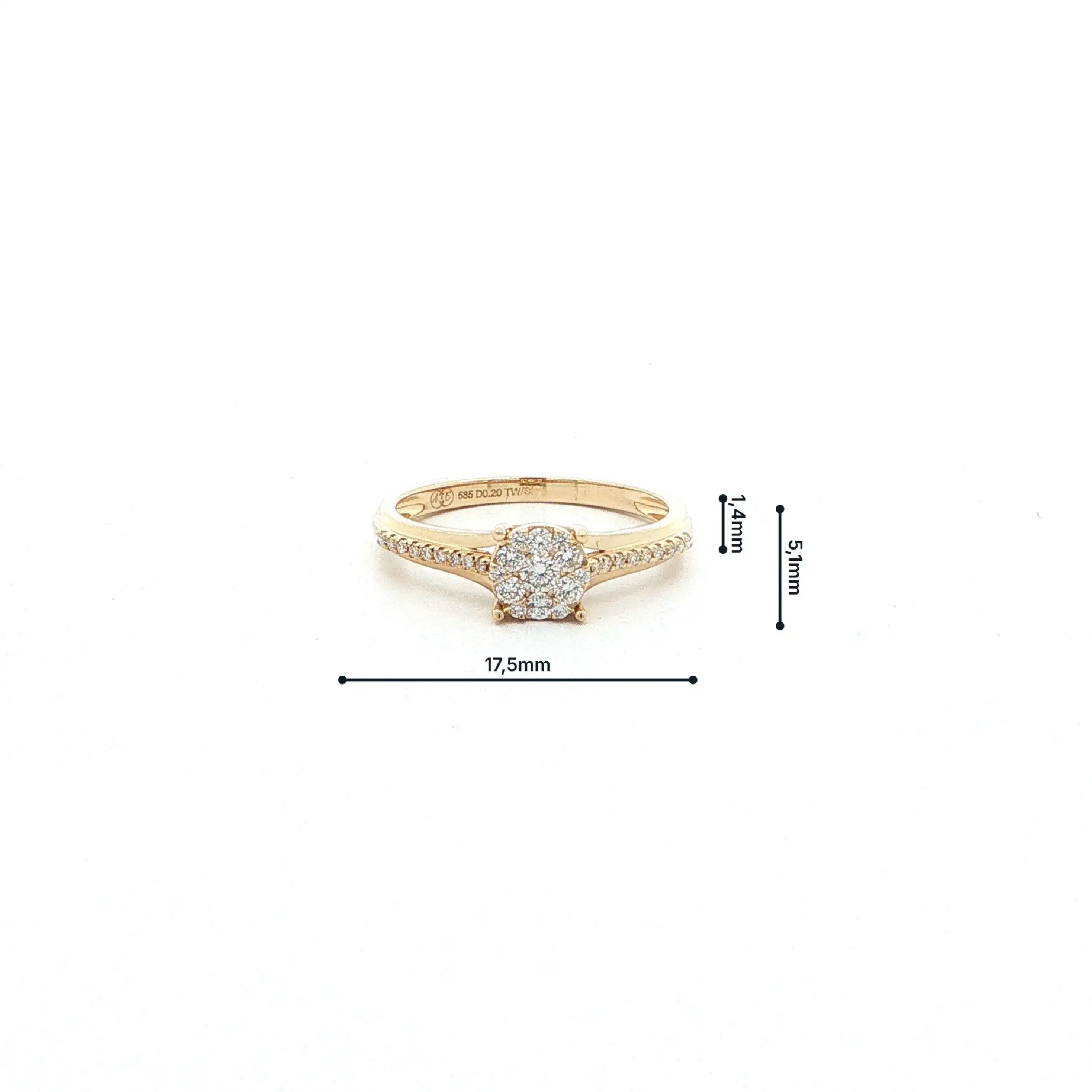 Ring Gelbgold mit Brillanten, graviert mit 0,20ct. TW/SI