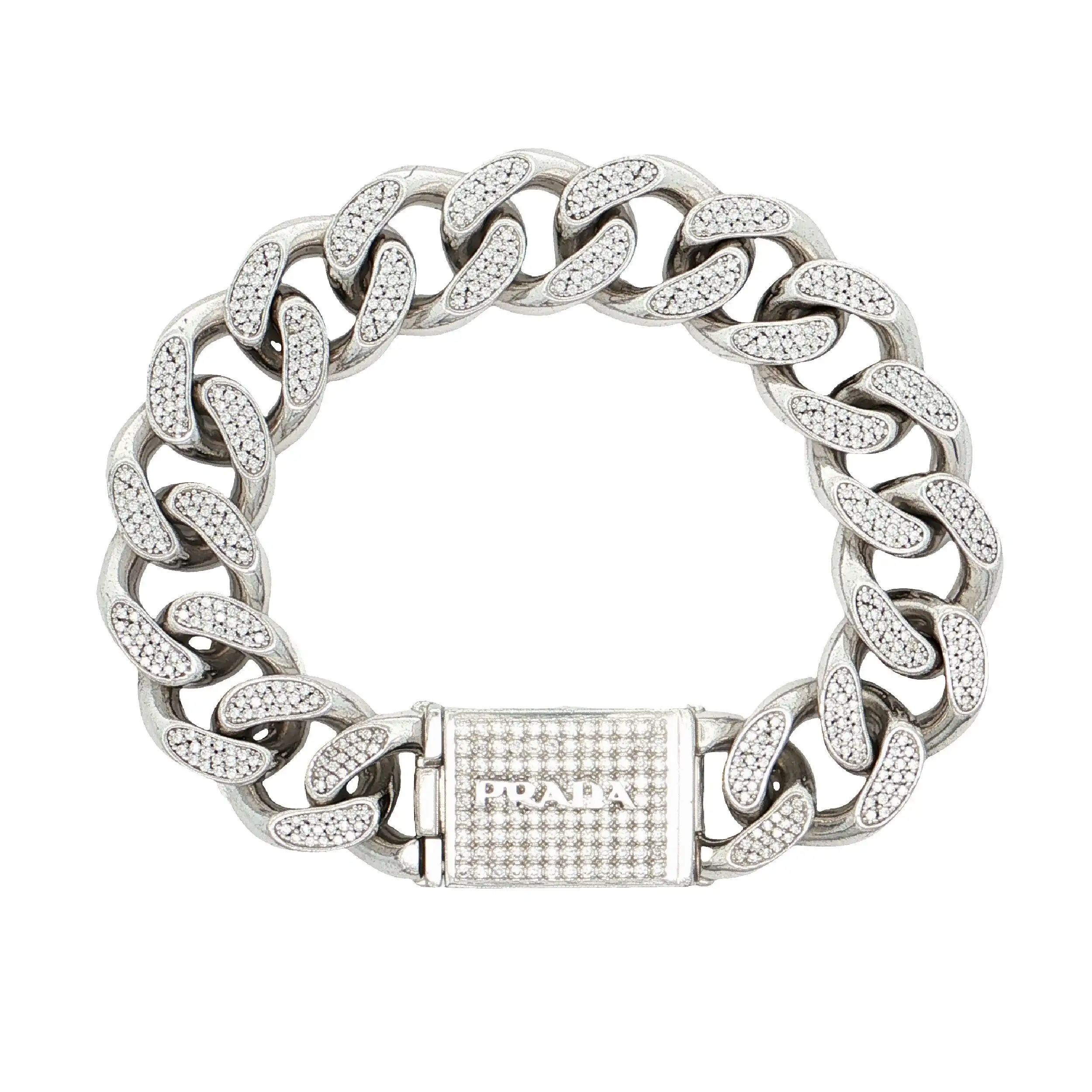 Panzerarmband mit Zirkonia Iced Out "Prada" mit Box und Täschchen