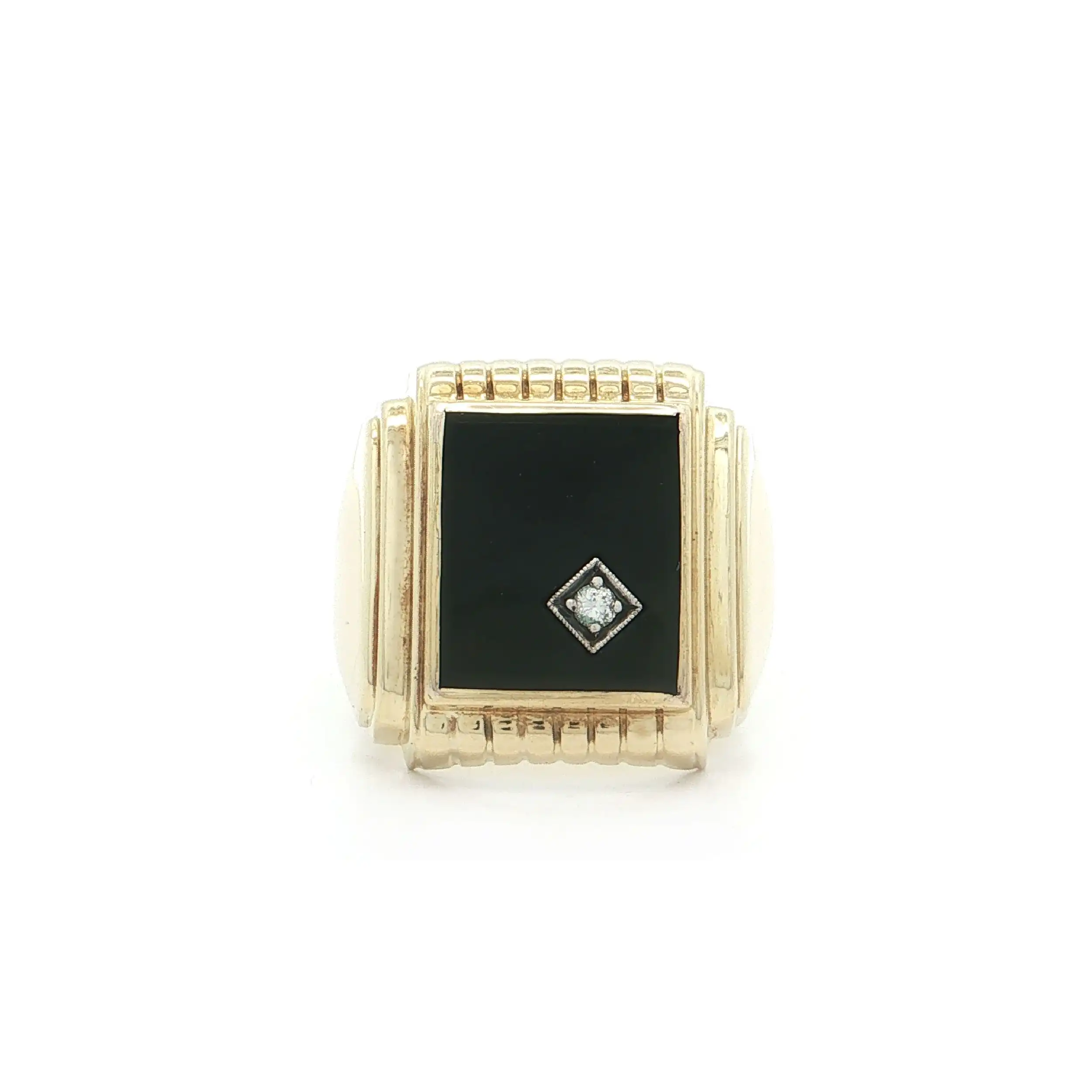 Ring Gelbgold mit Onyx und Brillant
