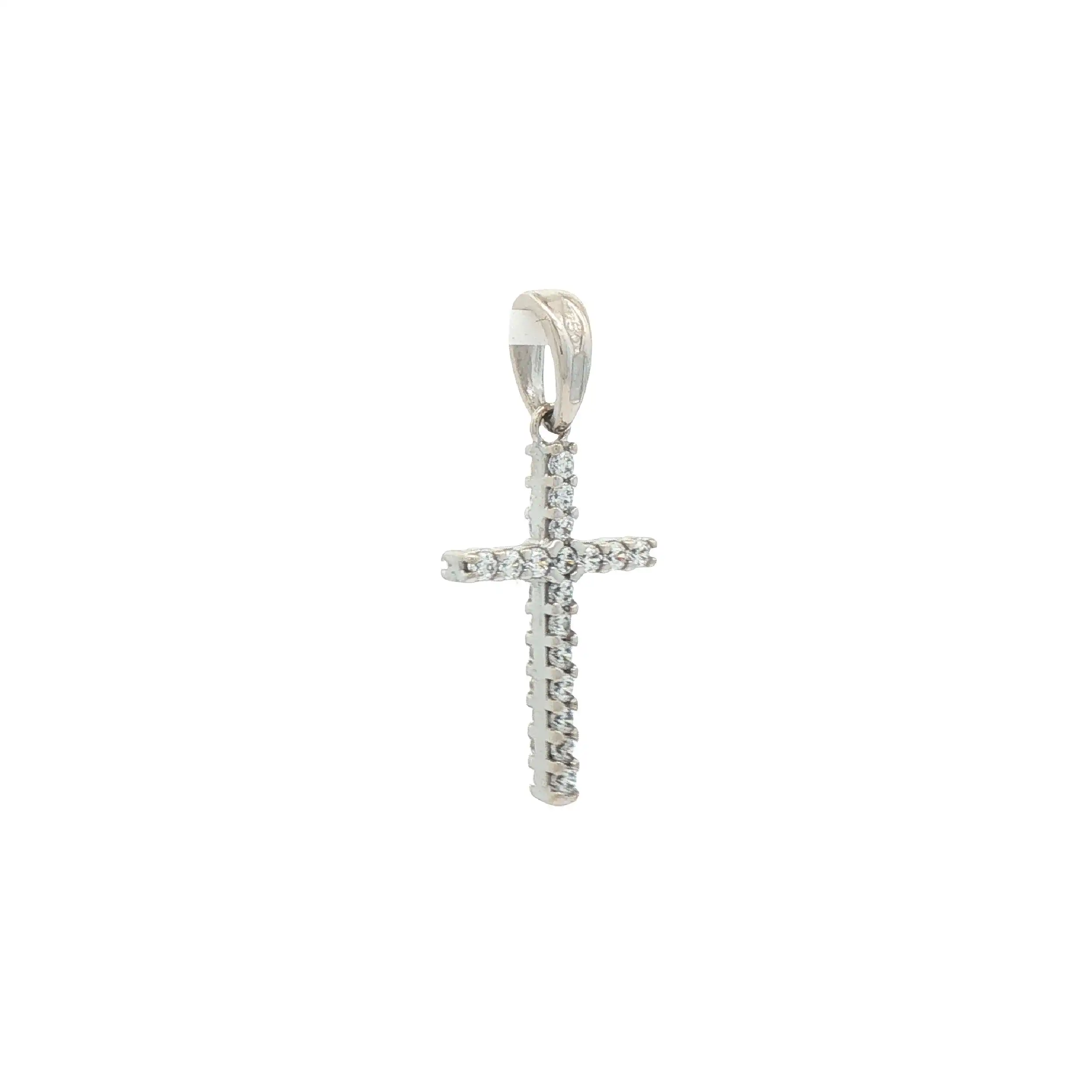 Anhänger Weißgold Kreuz mit Zirkonia