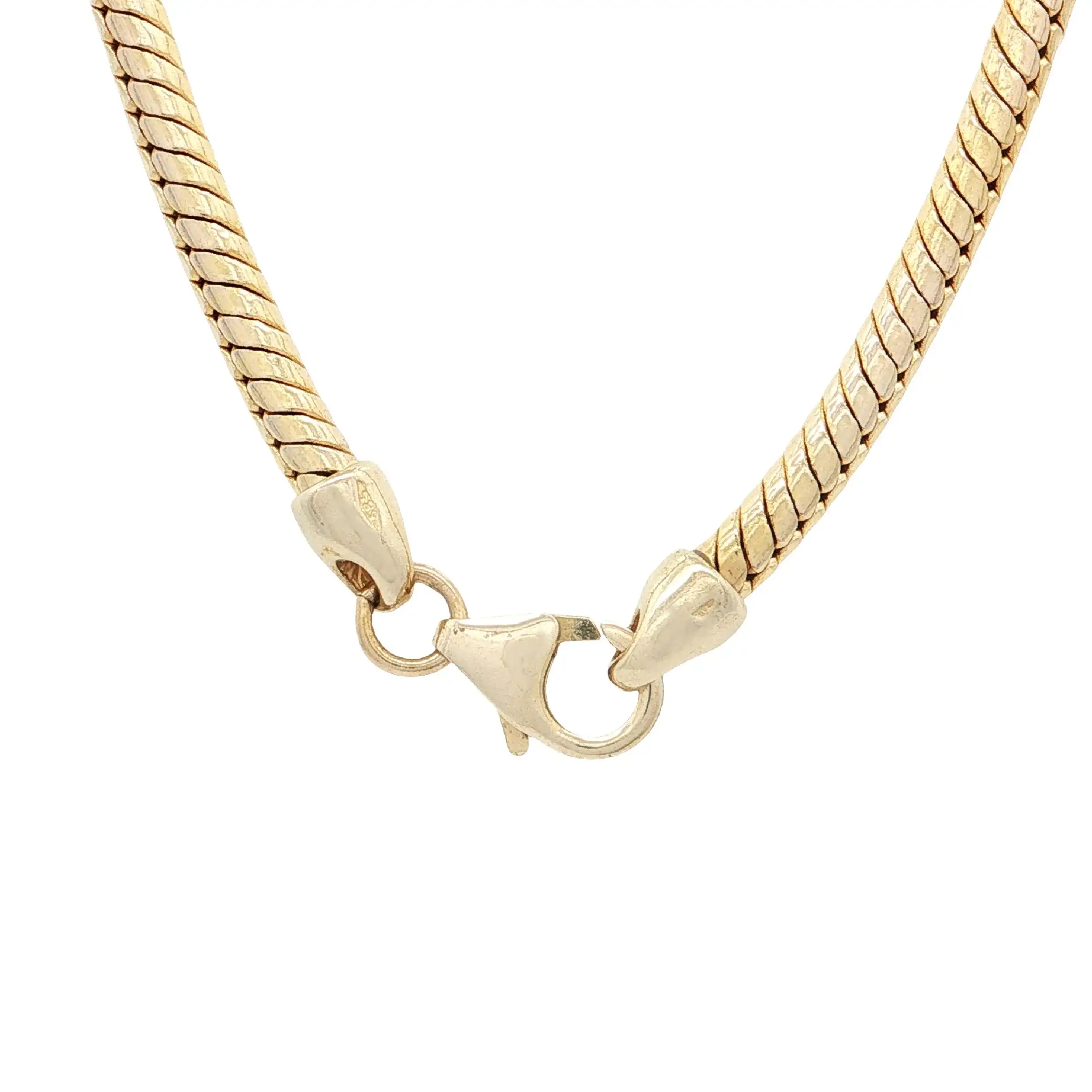 Schlangencollier Gelbgold mit synthetischem orangenen Saphir