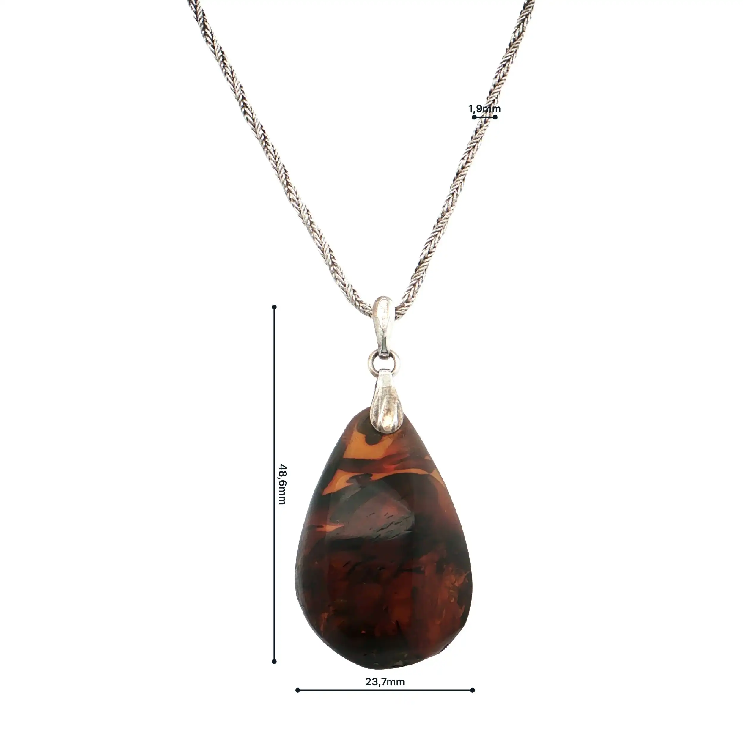 Kette Silber mit Bernsteinanhänger