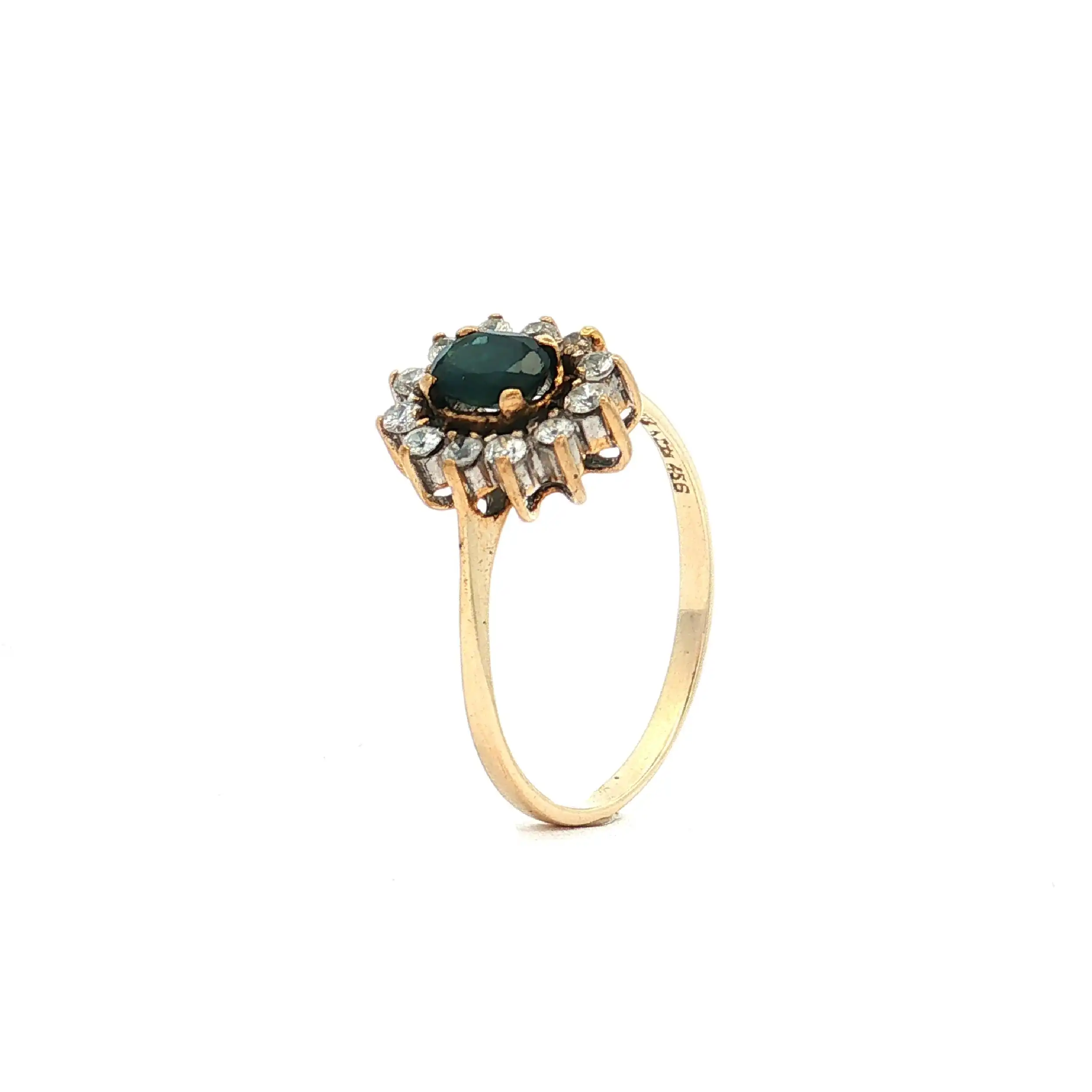 Ring Gelbgold mit blauem Stein und Zirkonia