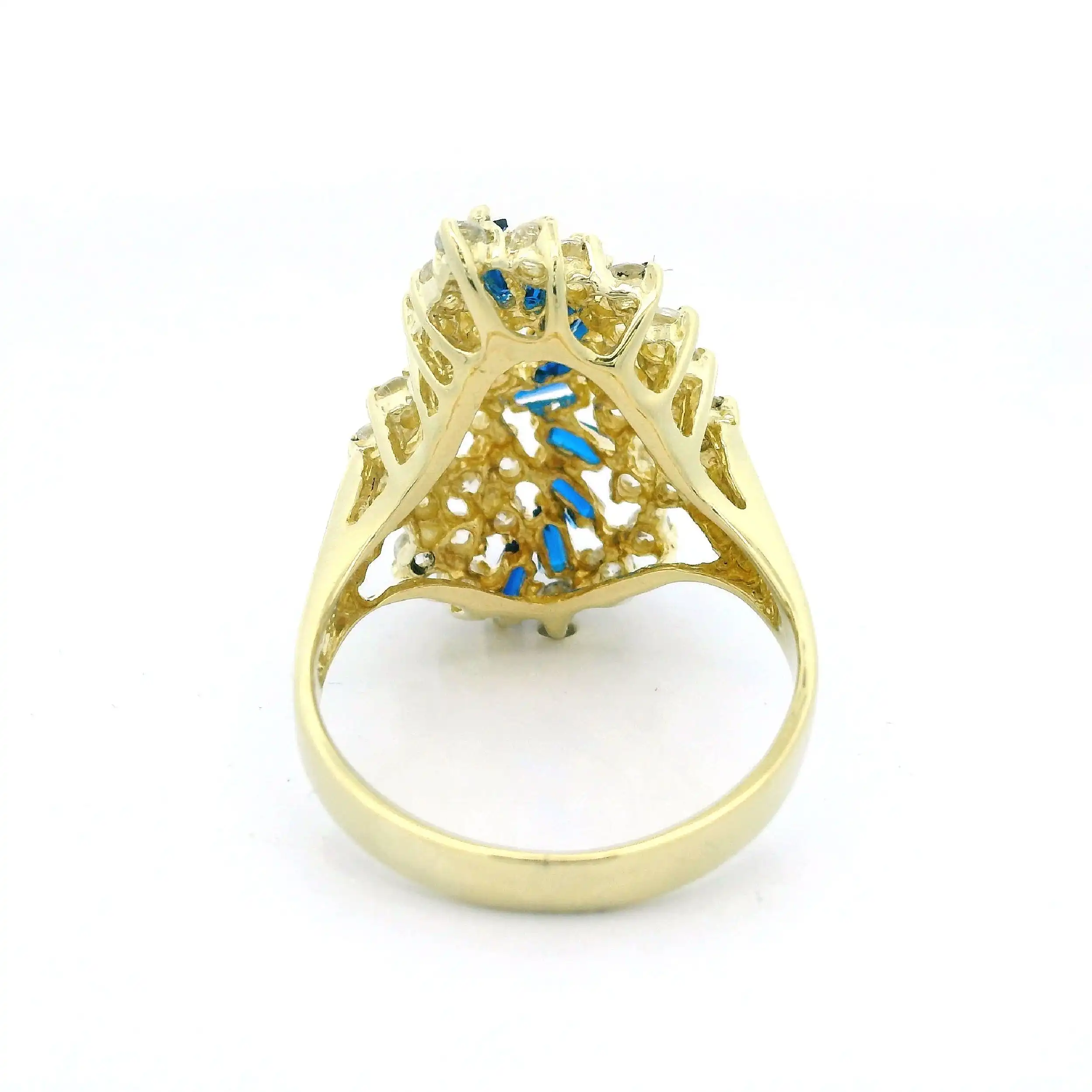 Ring Gelbgold mit blauen Farbsteinen und Zirkonia