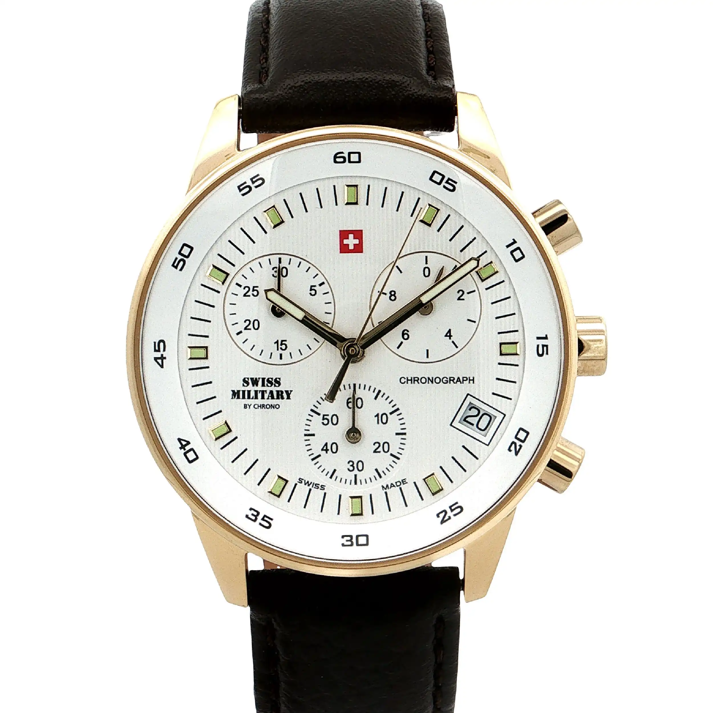 Herrenuhr Quartz Swiss Military Chronograph vergoldet Herrenuhr Quartz Swiss Military Chronograph vergoldet