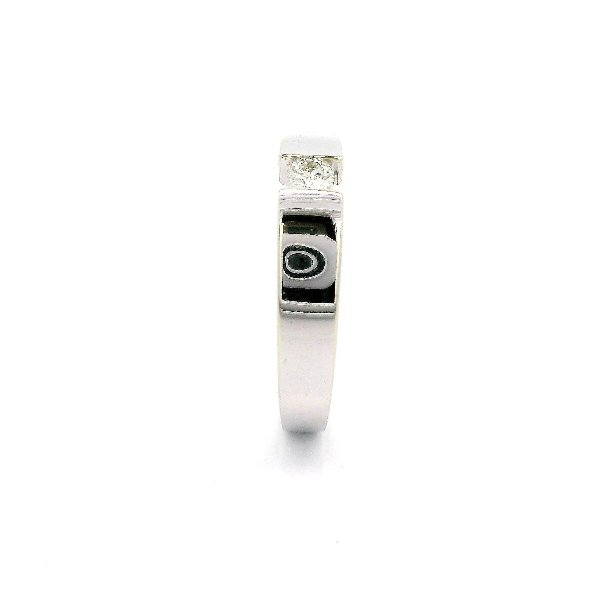 Ring Weißgold Christ mit Brillant Solitär, graviert mit 0,10ct