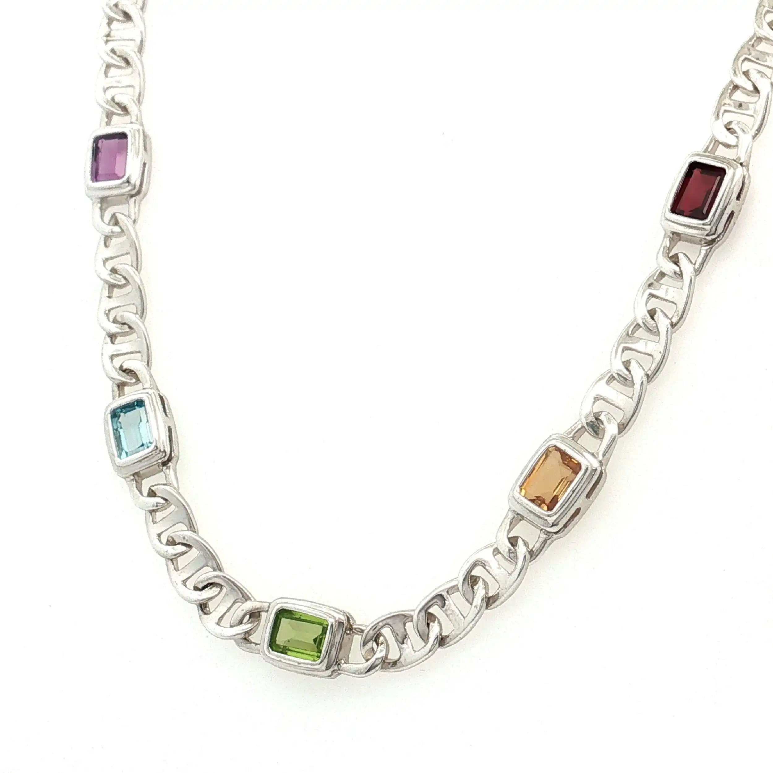Collier Silber mit synthetischen Steinen