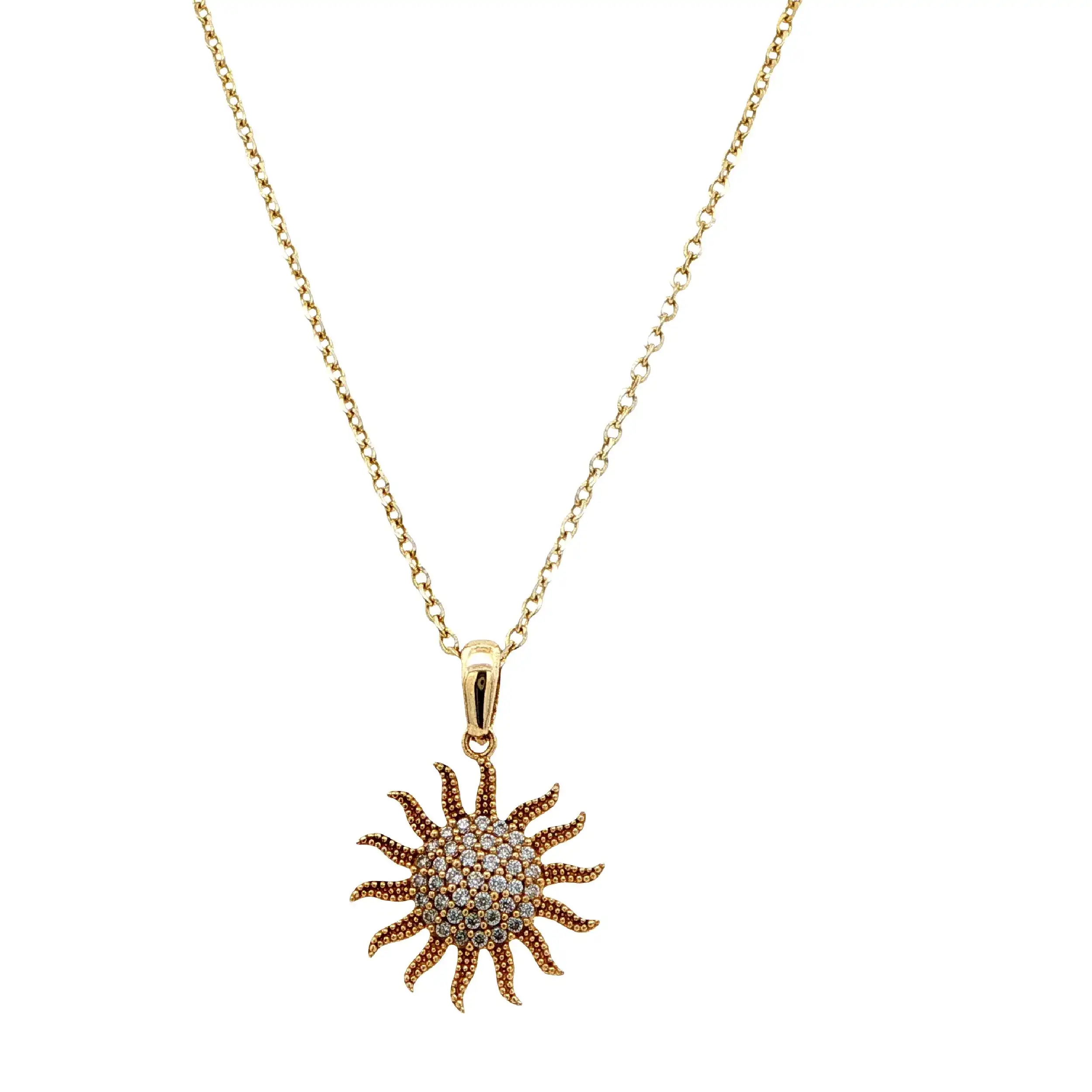 Ankerkette mit Anhänger Sonne & Zirkonia