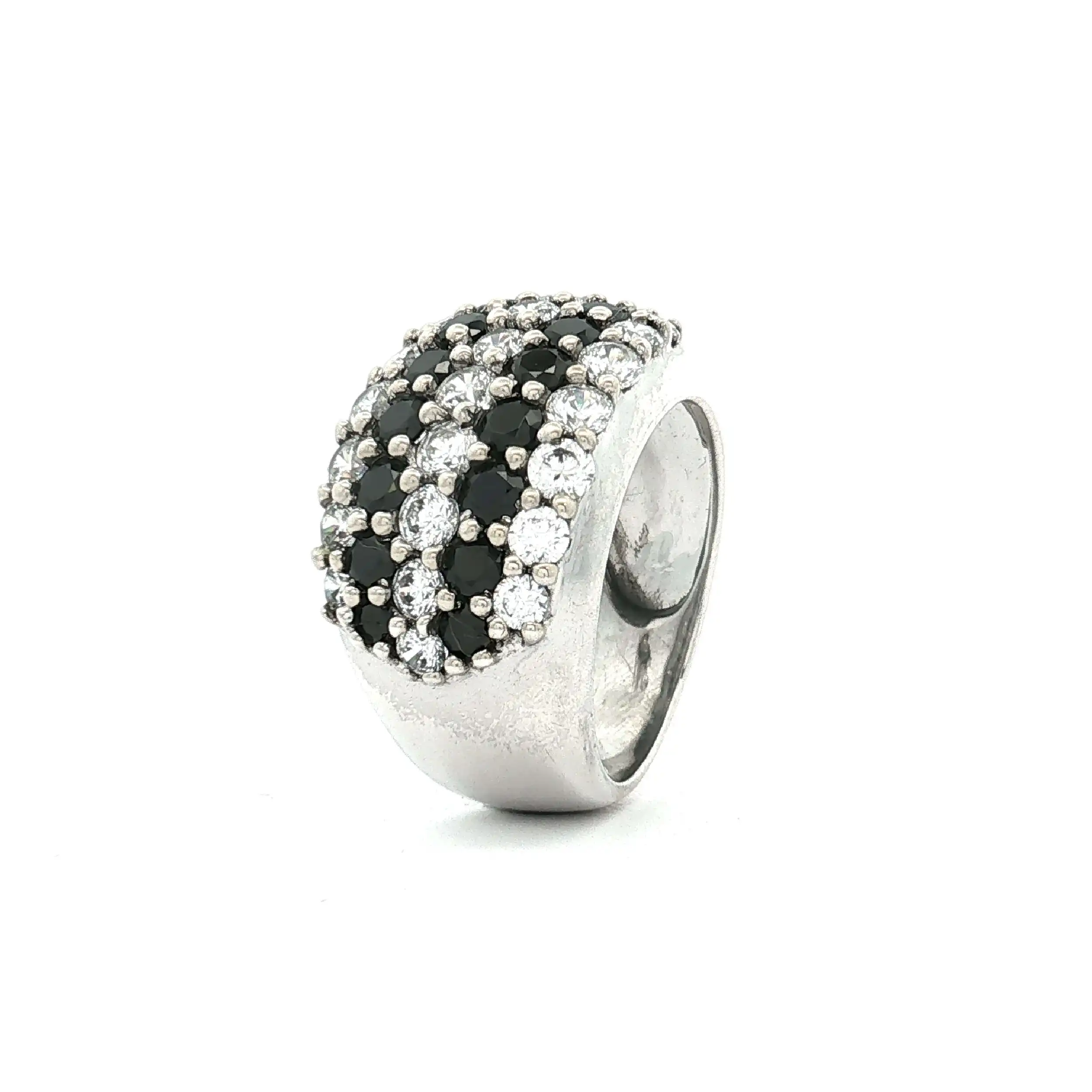 Ring Silber mit schwarzen und weißen Zirkonia