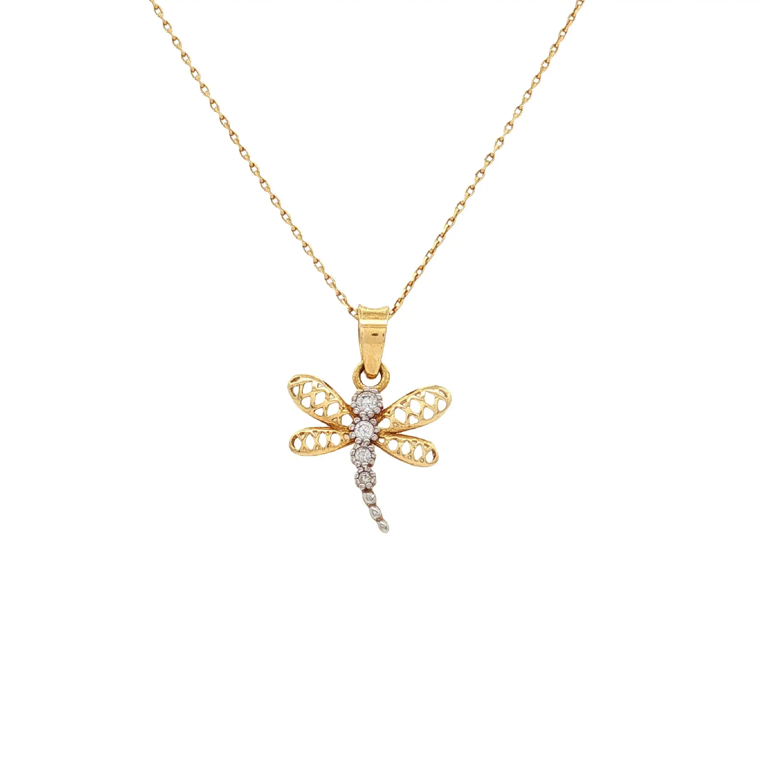 Kette mit Anhänger Gelbgold Libelle Zirkoniabesatz Kette mit Anhänger Gelbgold Libelle Zirkoniabesatz