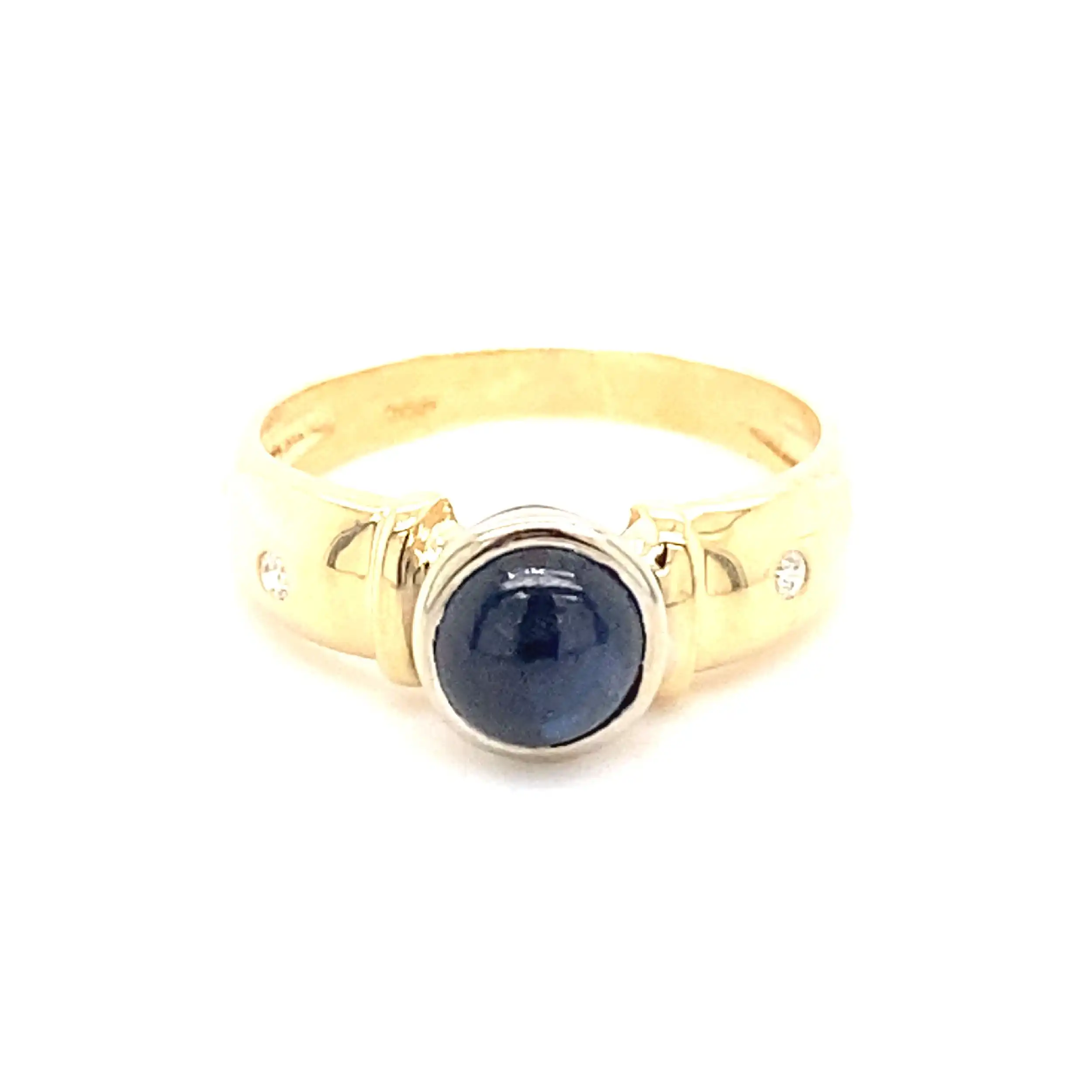 Ring Gelbgold mit blauem Farbstein & Zirkonia