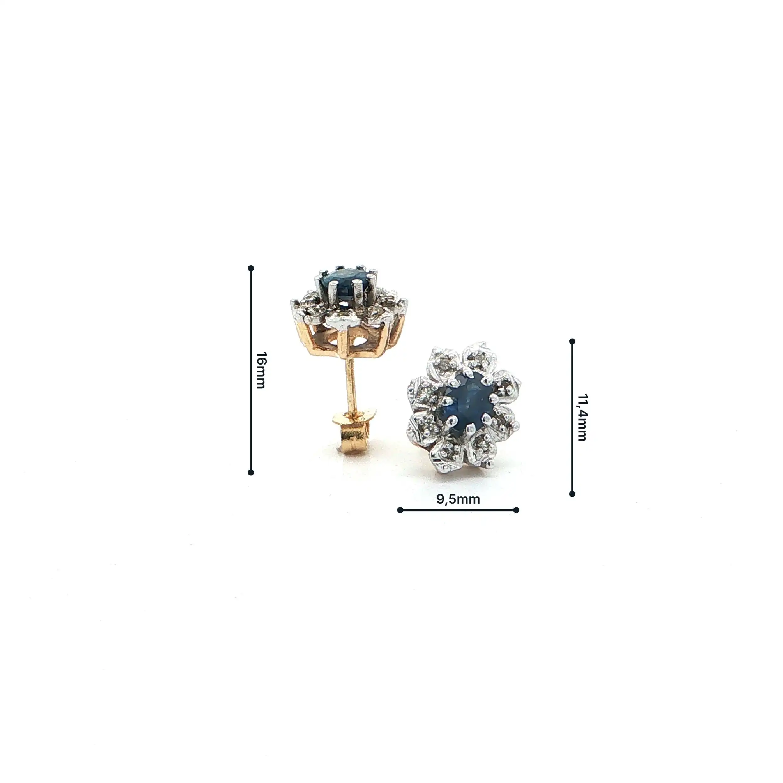 Ohrstecker Bicolor mit Saphir & Diamanten