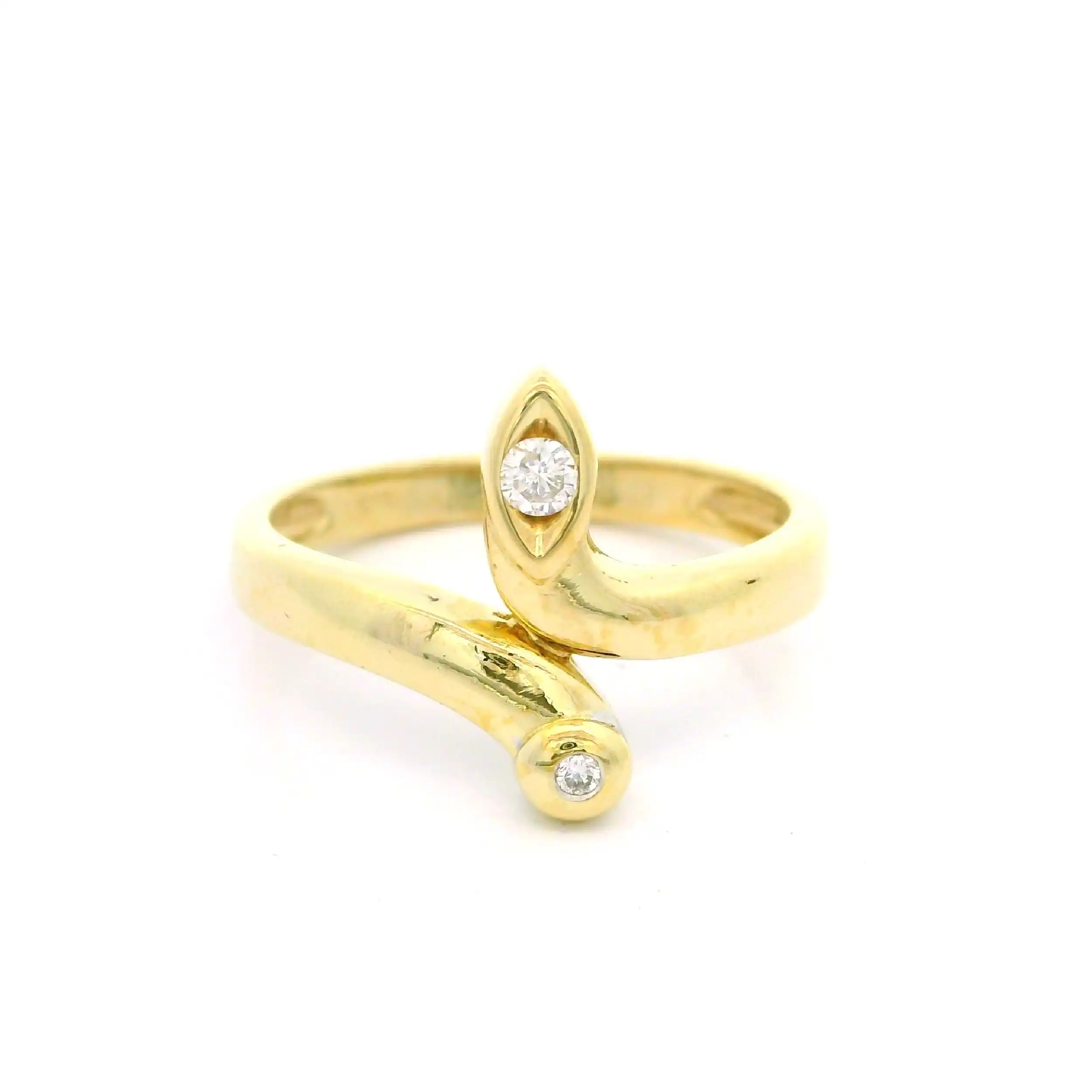 Ring Gelbgold mit Brillanten, graviert mit 0,08 ct