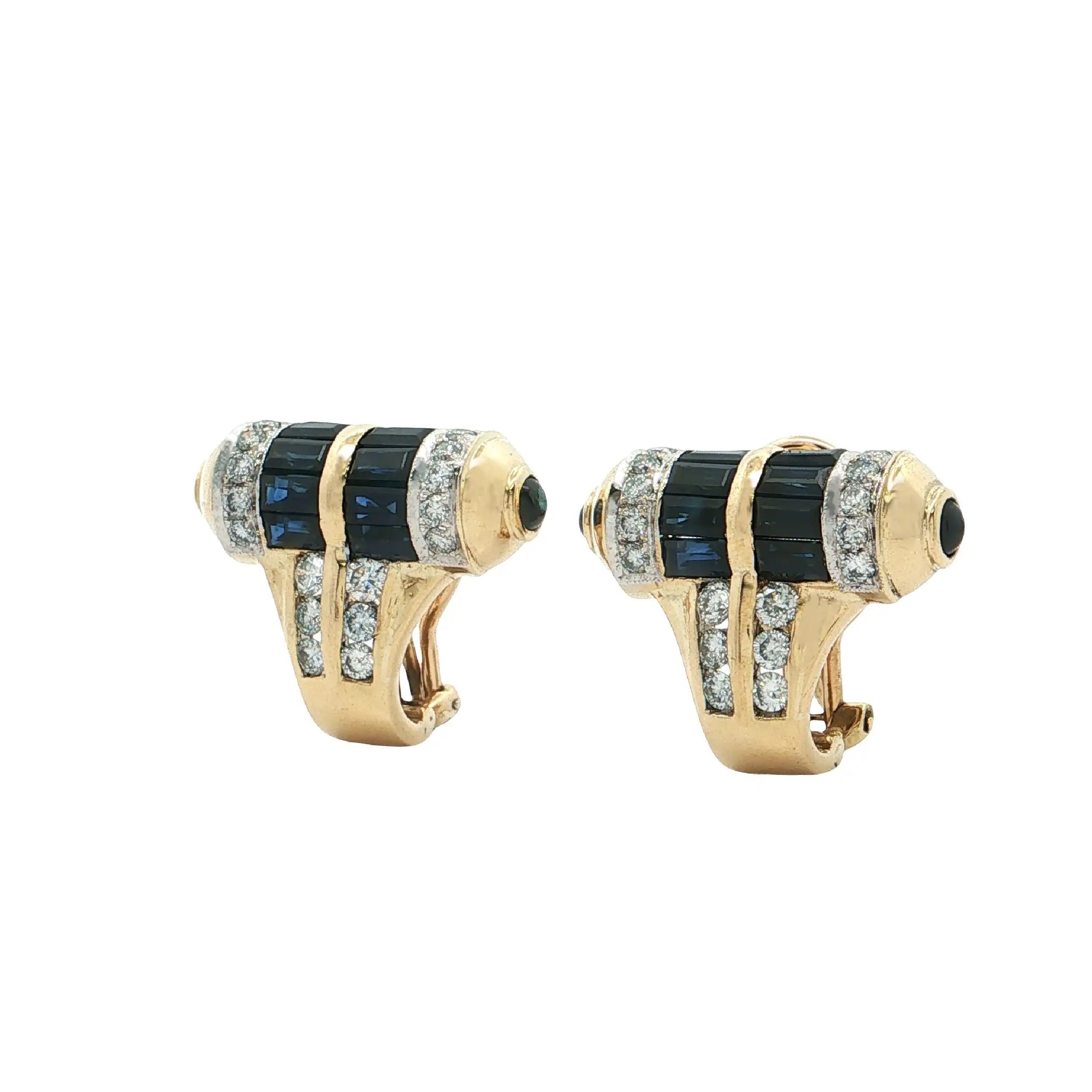 Ohrclips Bicolor mit Brillanten und Saphiren