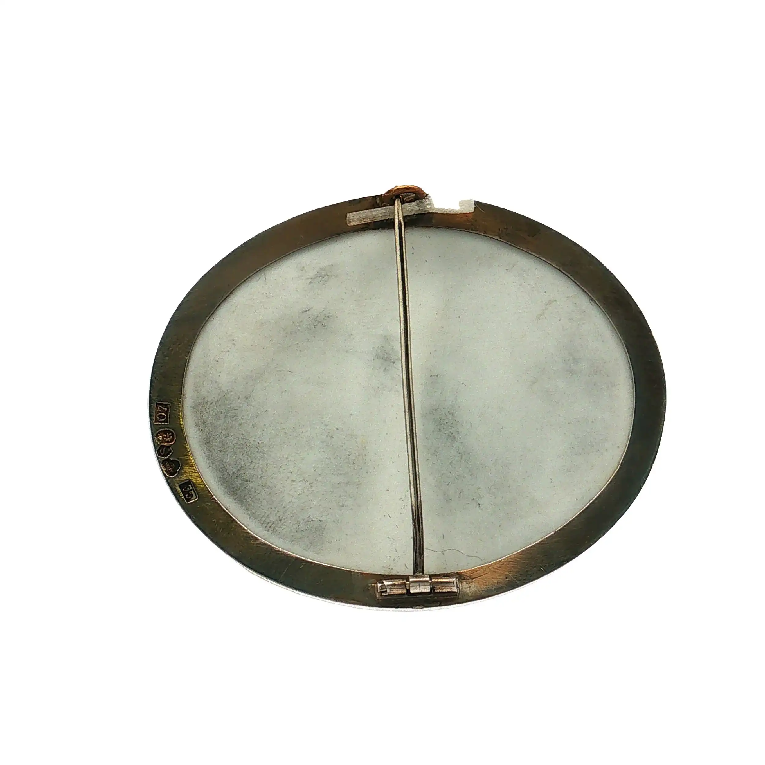 Nadel Silber mit Blumenmotiv Porzellan